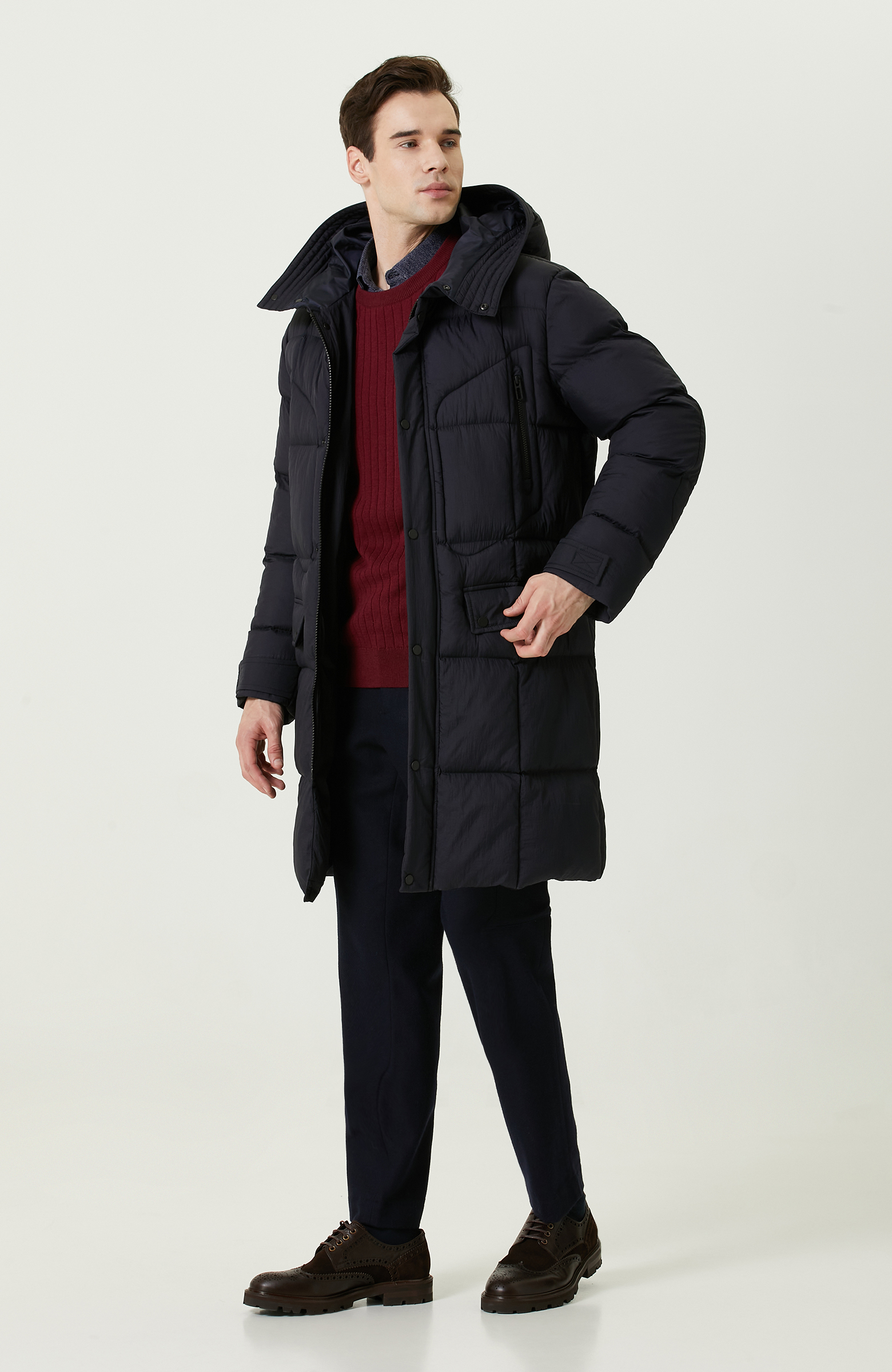 Saç Örgü Detaylı Bordo Triko Kazak