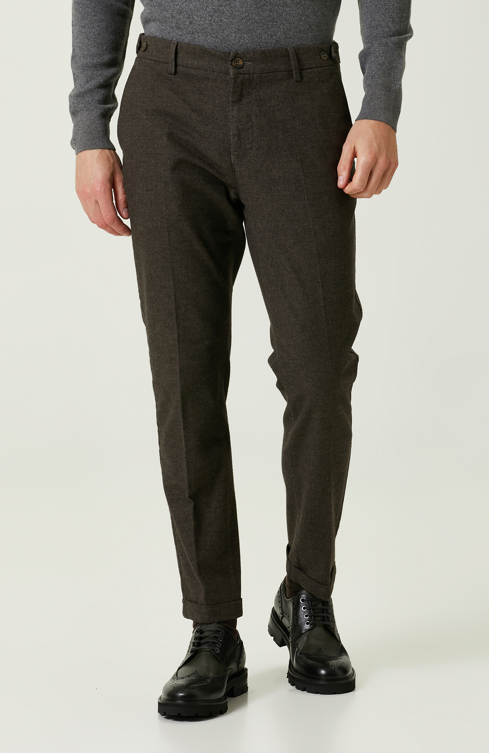 Yan Cepli Kahverengi Pantolon