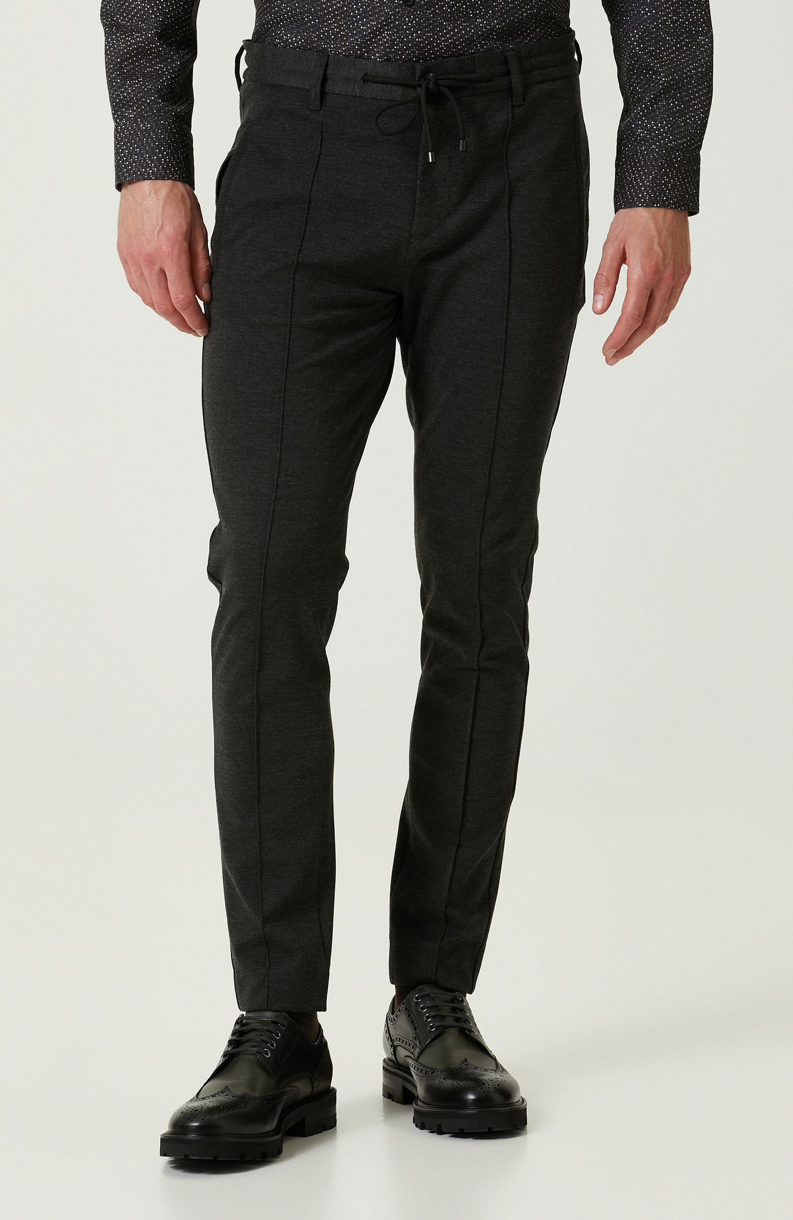 Bağcıklı Orta Bel Siyah Pantolon