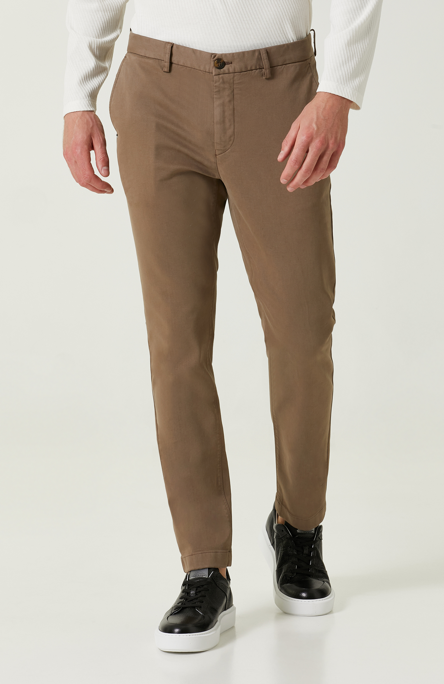 Vizon Yan Cepli Düz Paça Pantolon