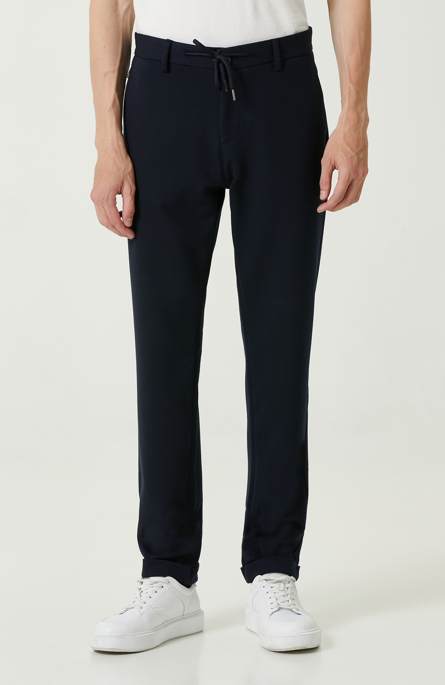 Lacivert Bağcıklı Örme Pantolon