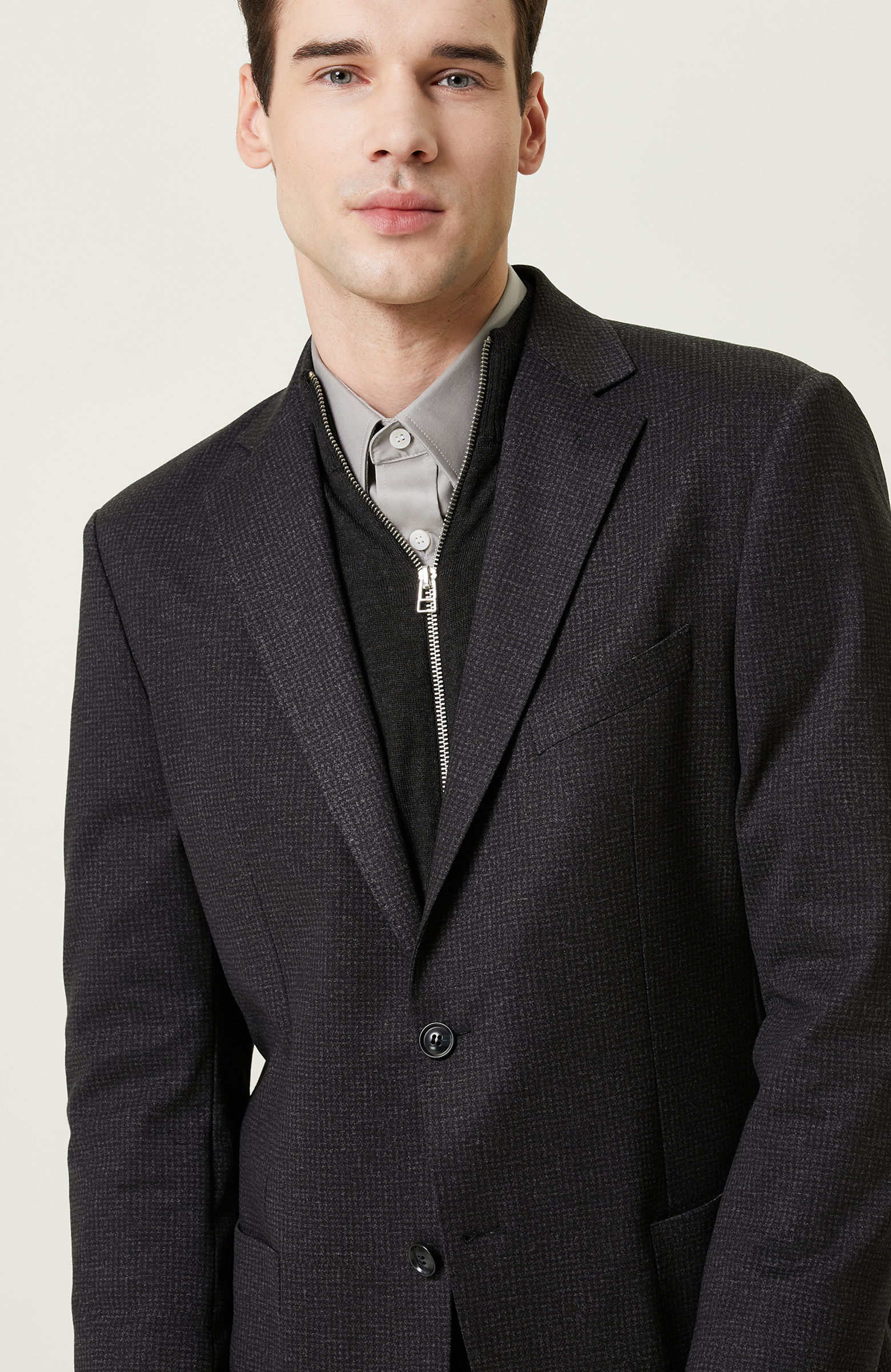 Desenli Antrasit Takım Elbise