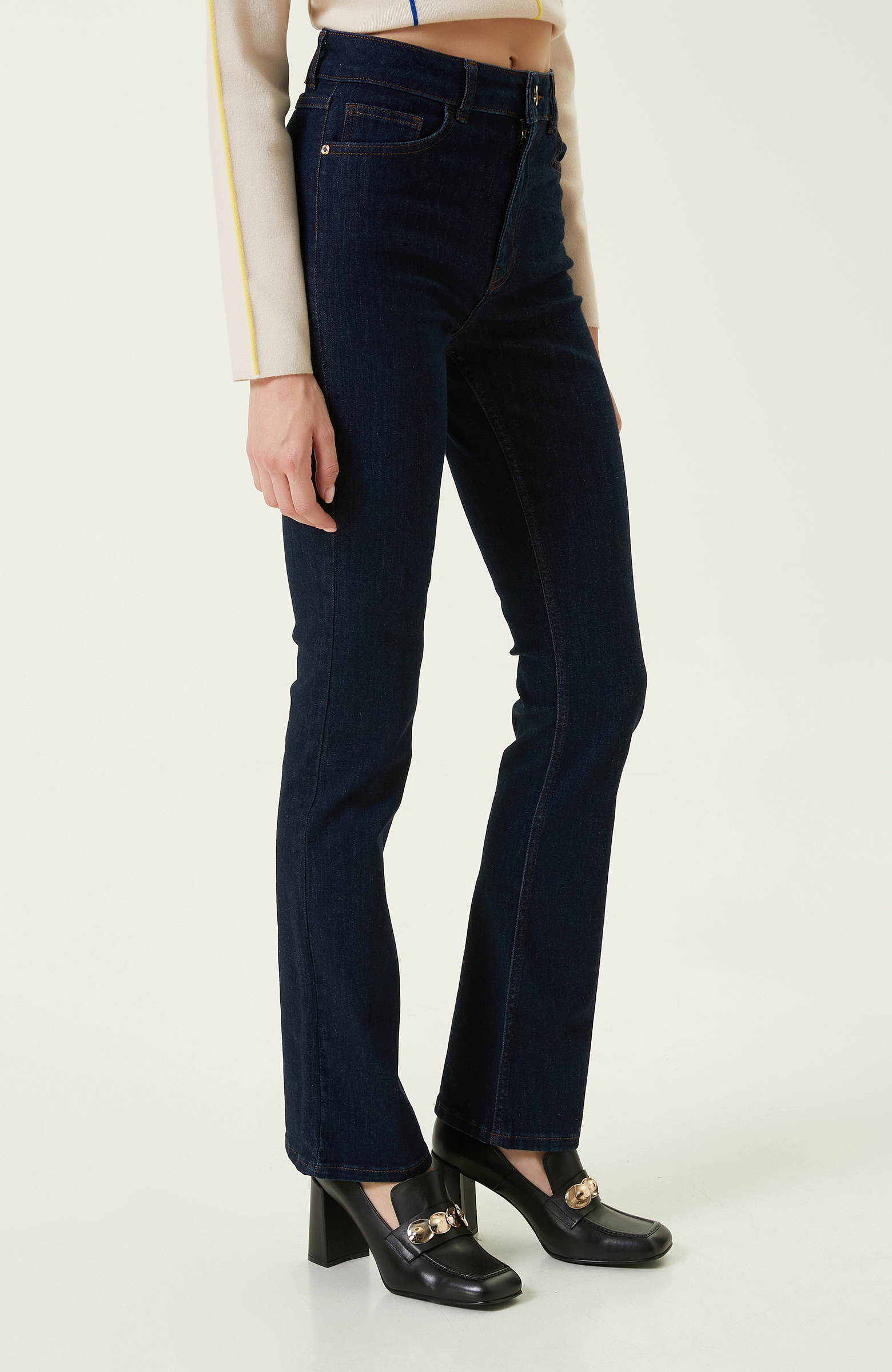 Indigo Mavi Yüksek Bel Pantolon