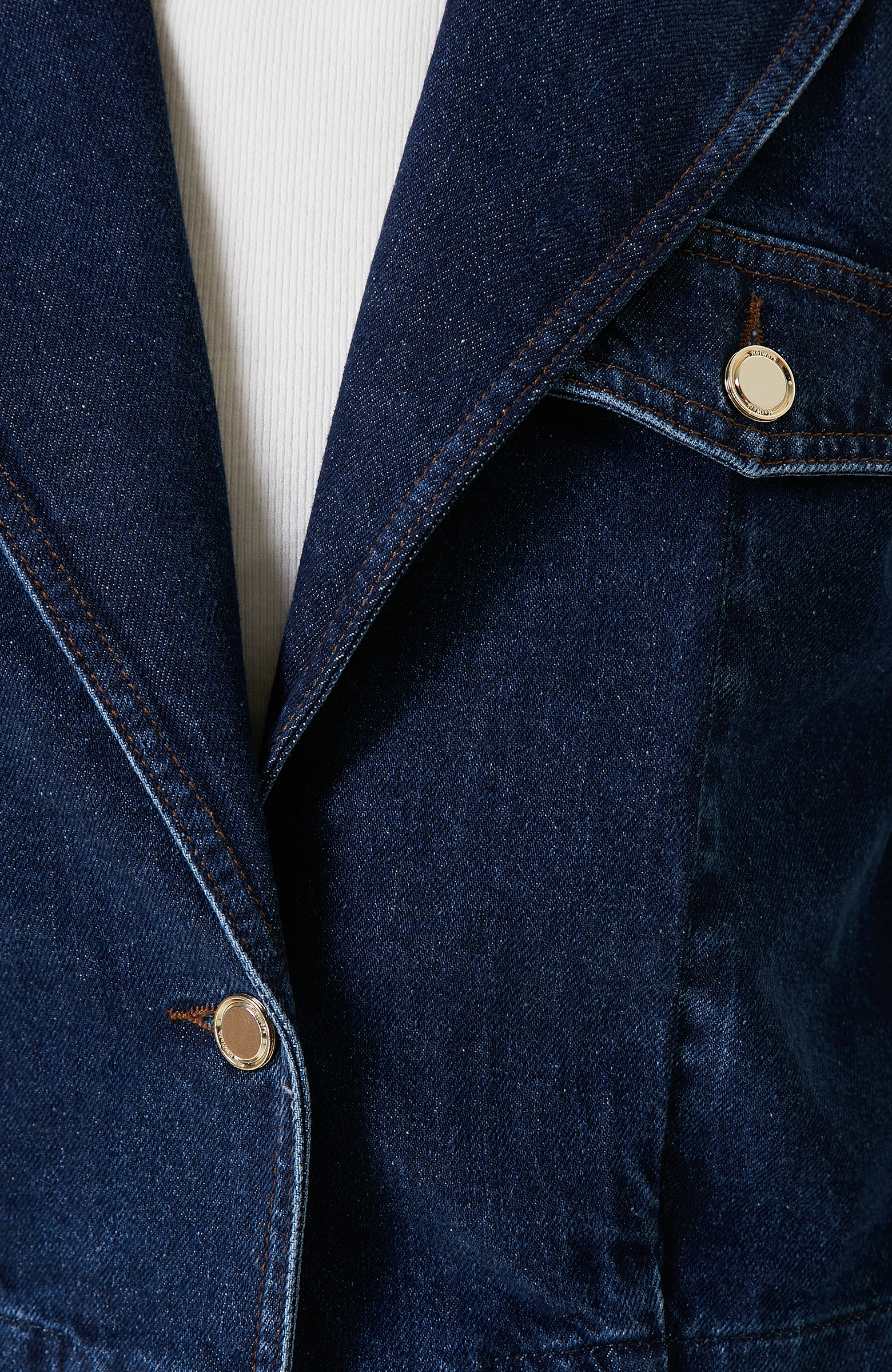 İndigo Mavi Crop Denim Ceket