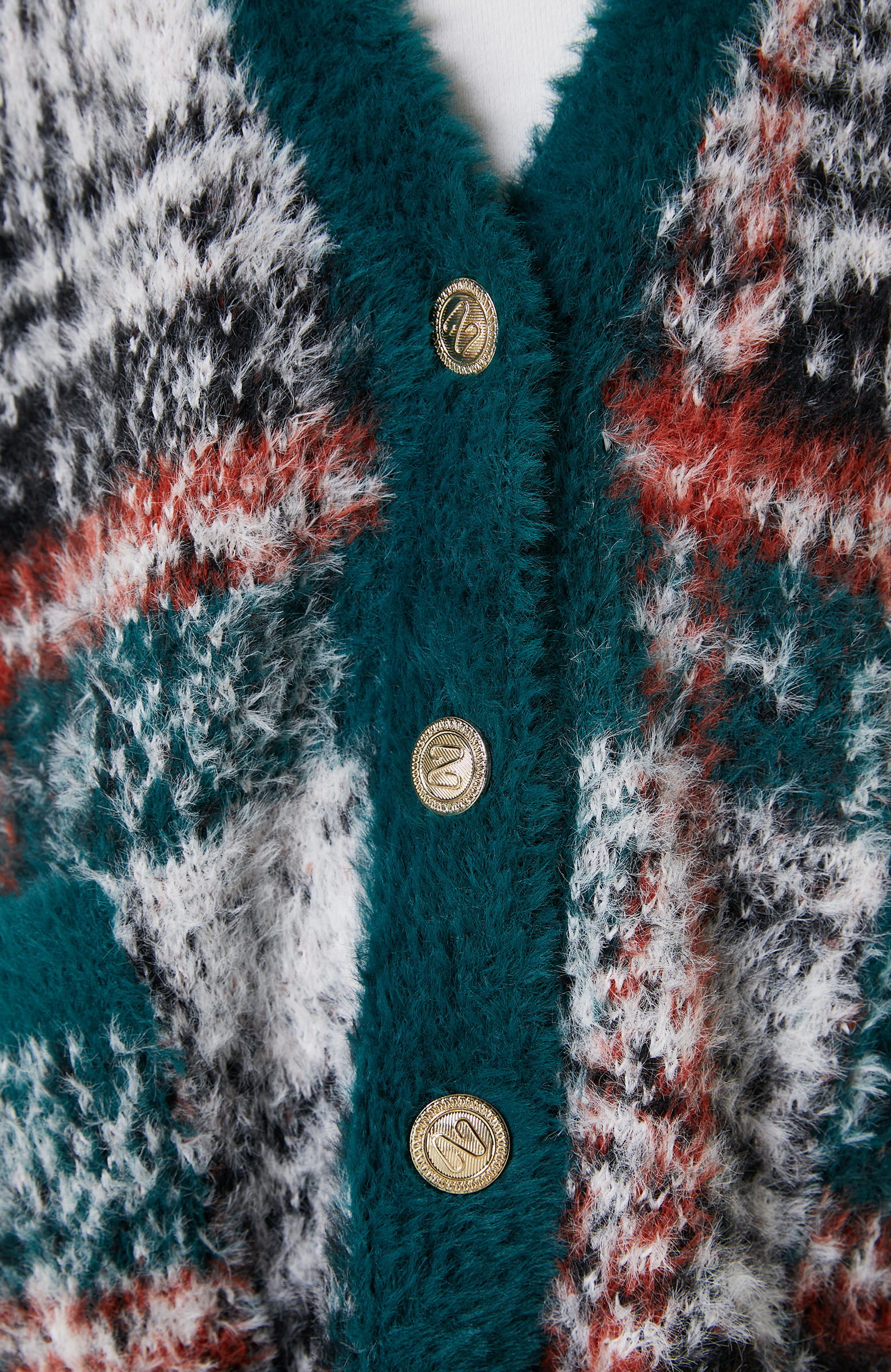 Renkli Desenli Uzun Kollu V Yaka Hırka