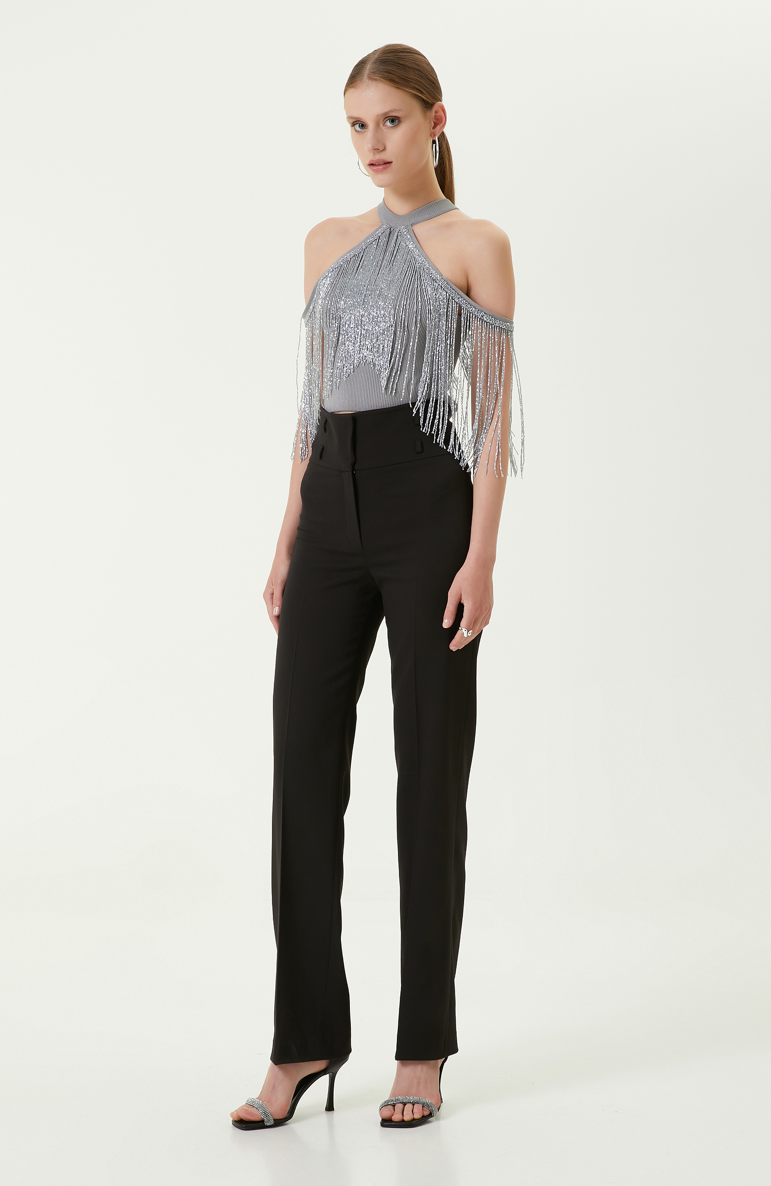 Limited Gri Kolsuz Bisiklet Yaka Triko Kazak