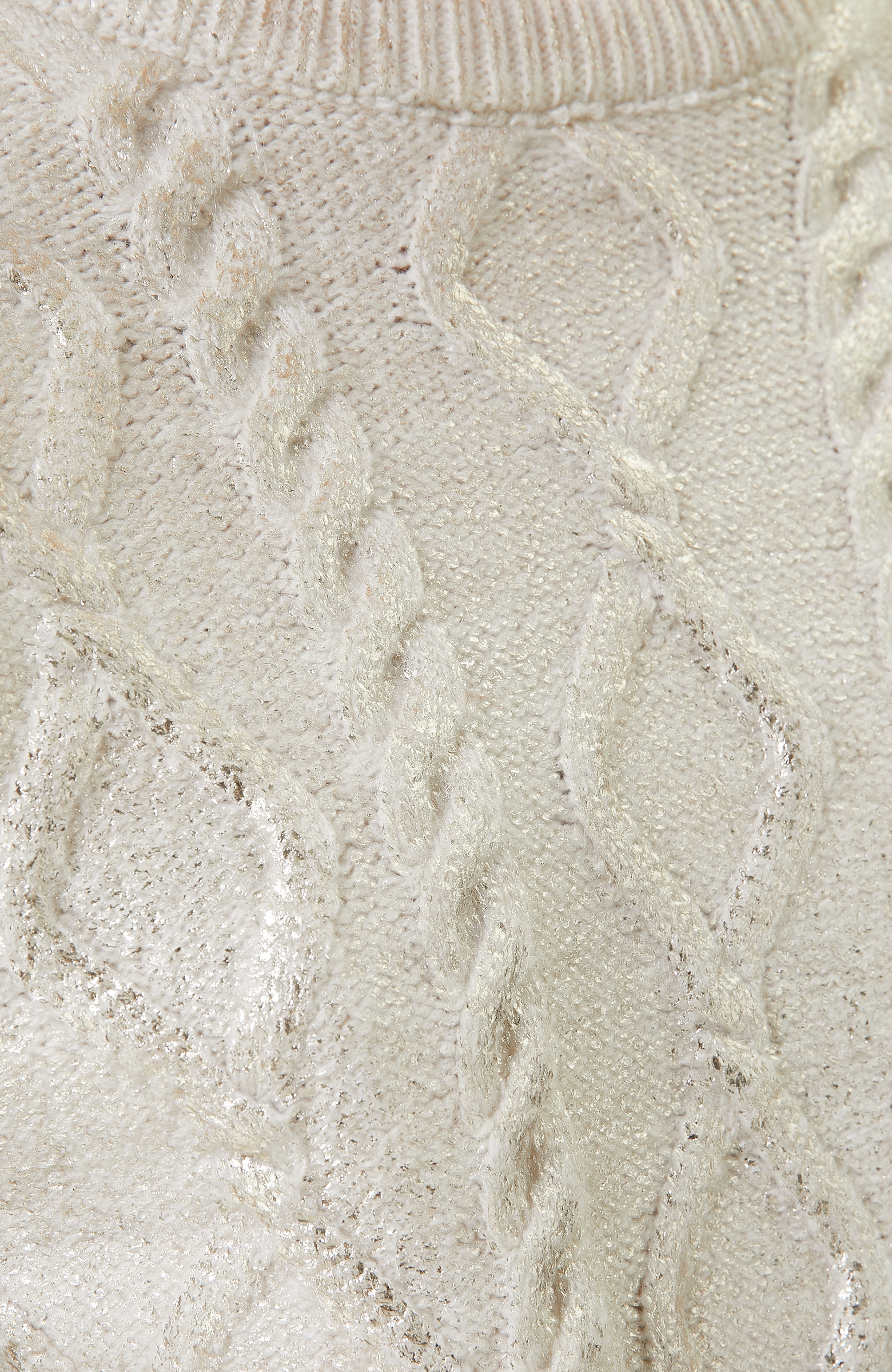 Altın Rengi Varaklı Bisiklet Yaka Triko Kazak