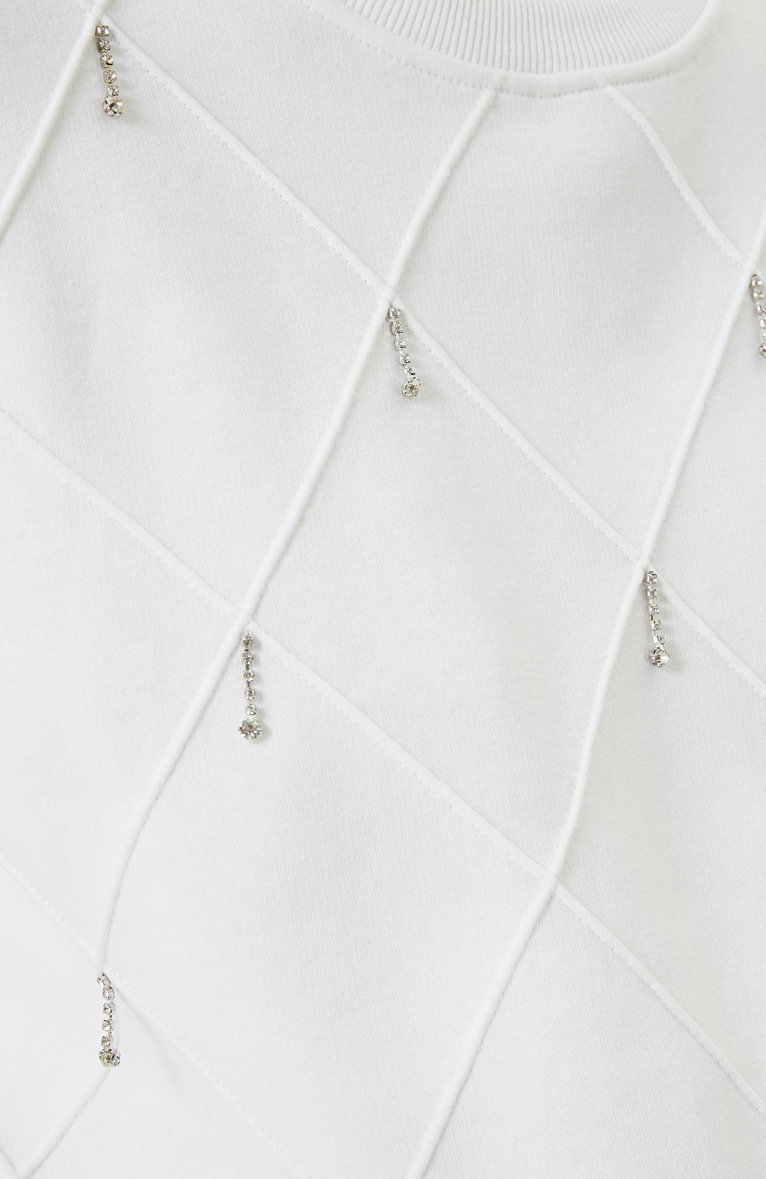 Pamuklu Baklava Desenli Ekru Sweatshirt