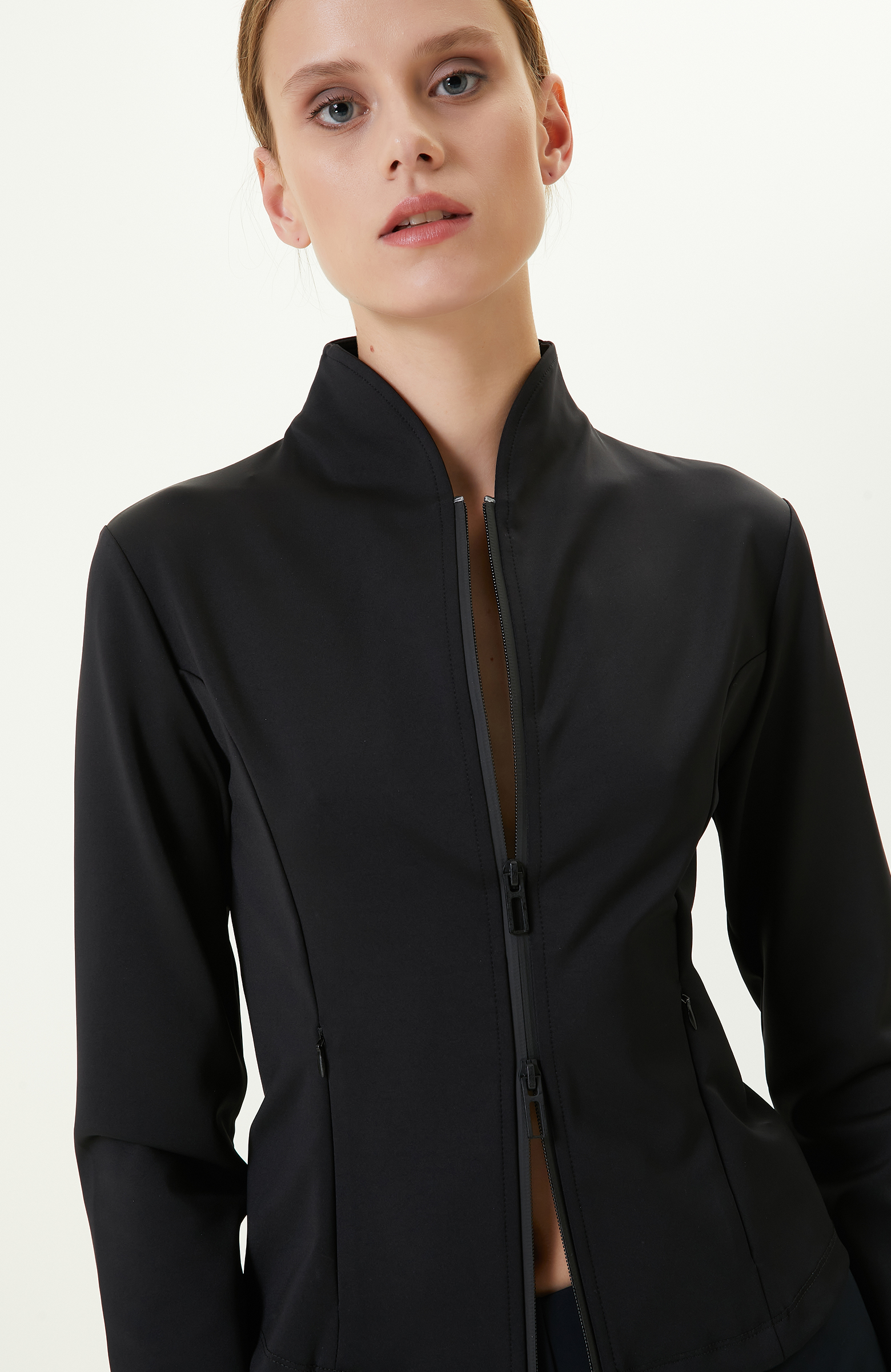 N-Tech Ön Beden Fermuarlı Siyah Sweatshirt