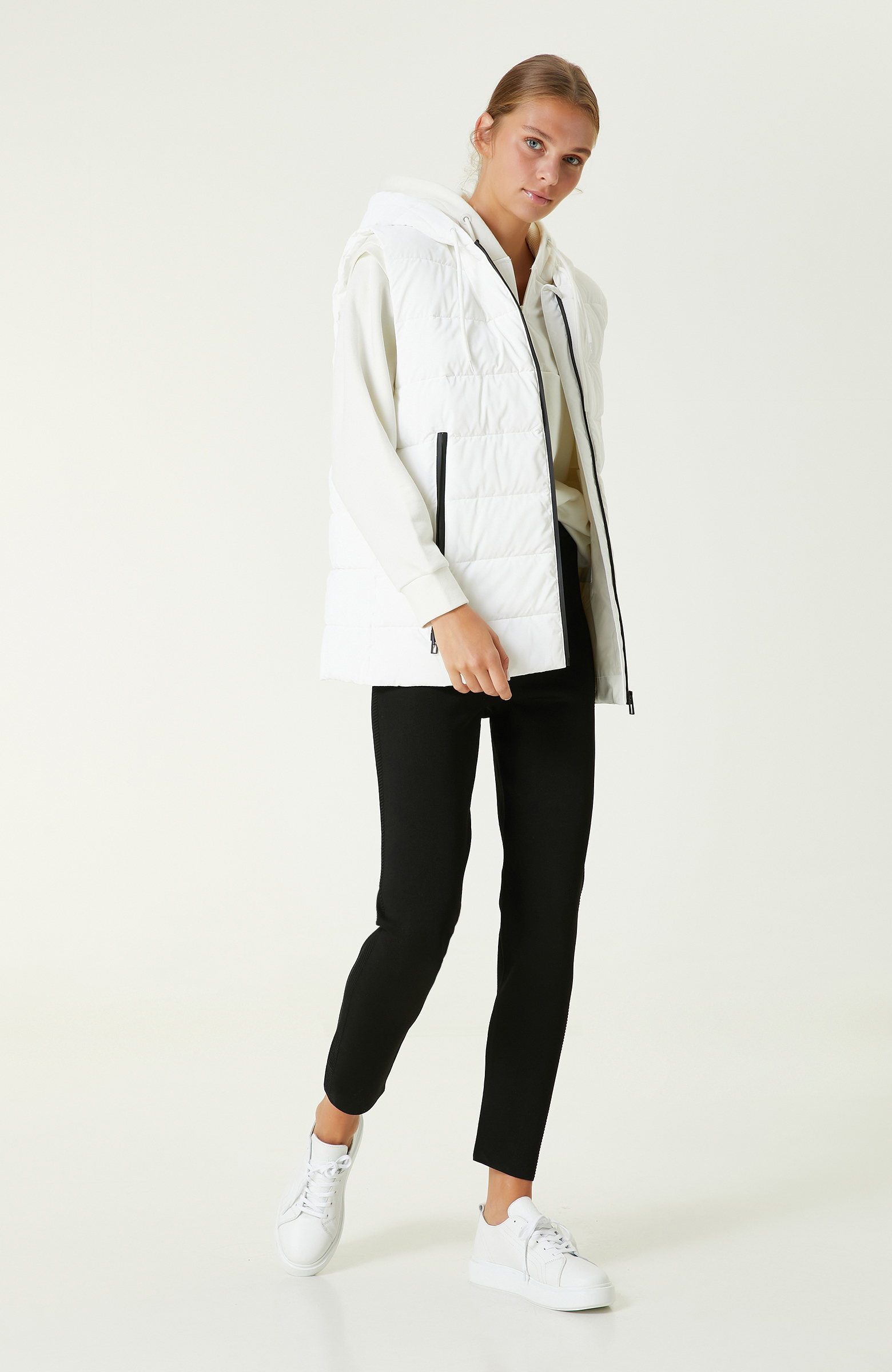 N-Tech Kırık Beyaz Puffer Casual Yelek