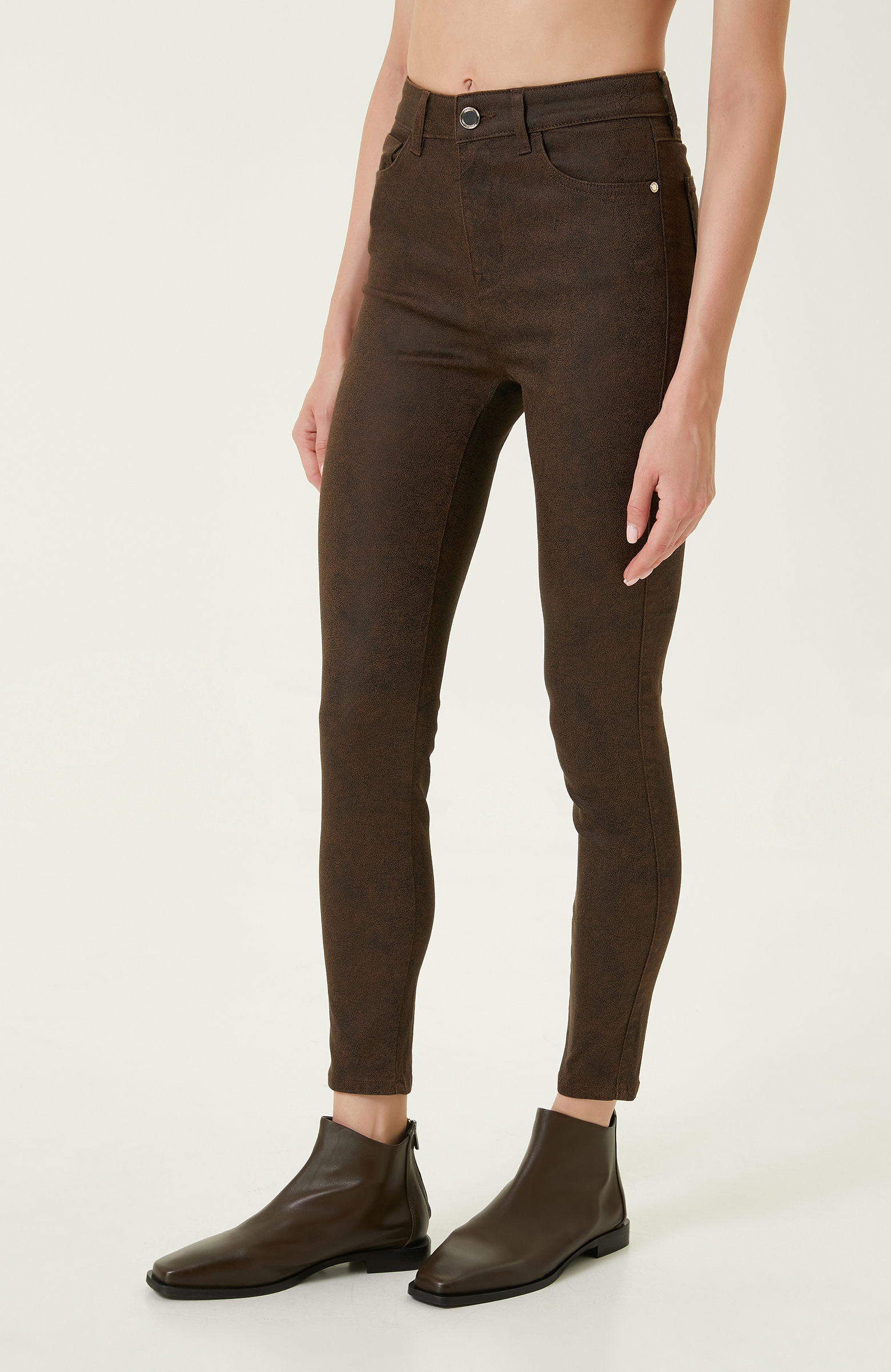 Açık Kahverengi Dar Paça Casual Pantolon