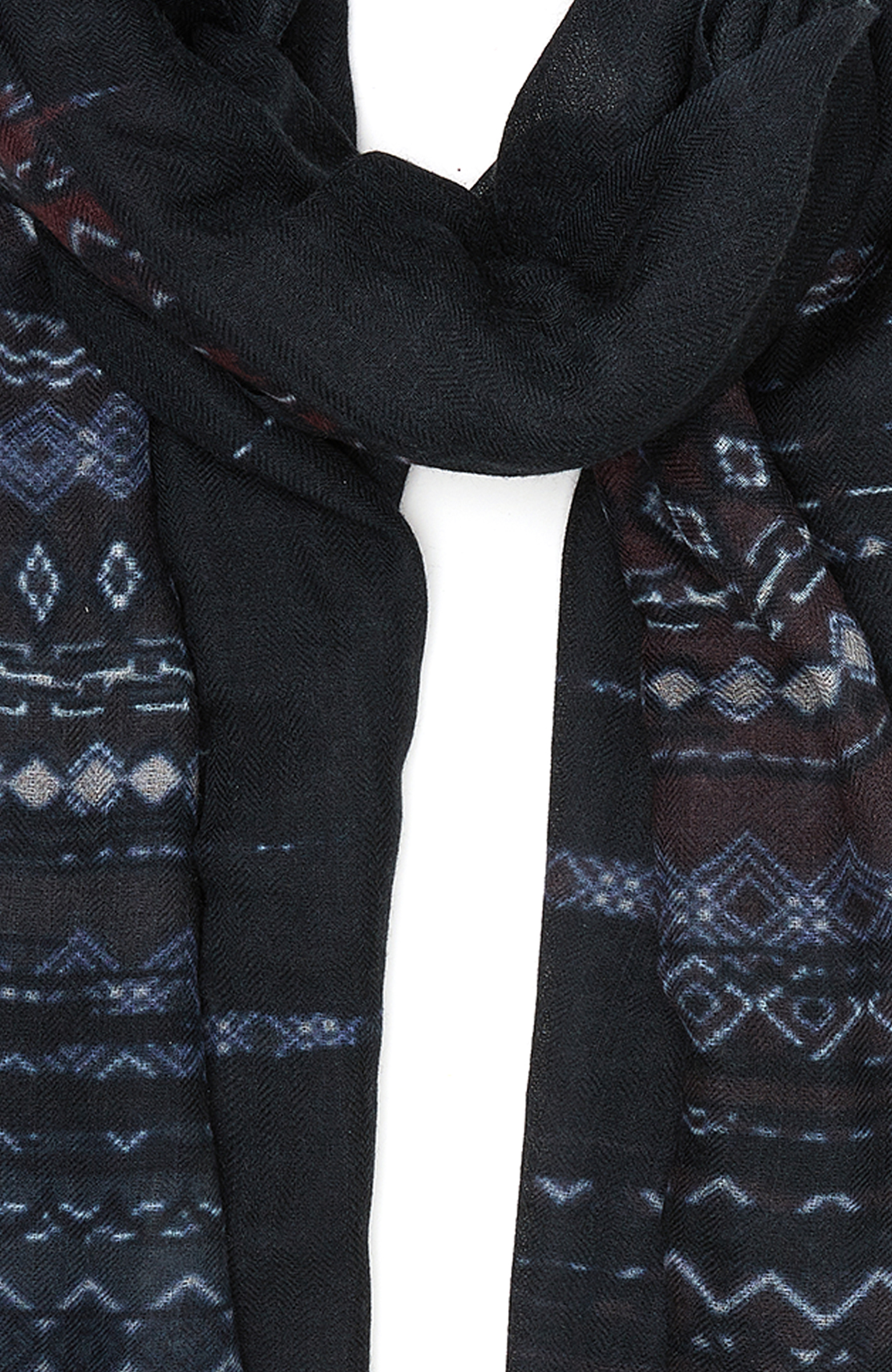 Lacivert Desenli Erkek Yün Şal