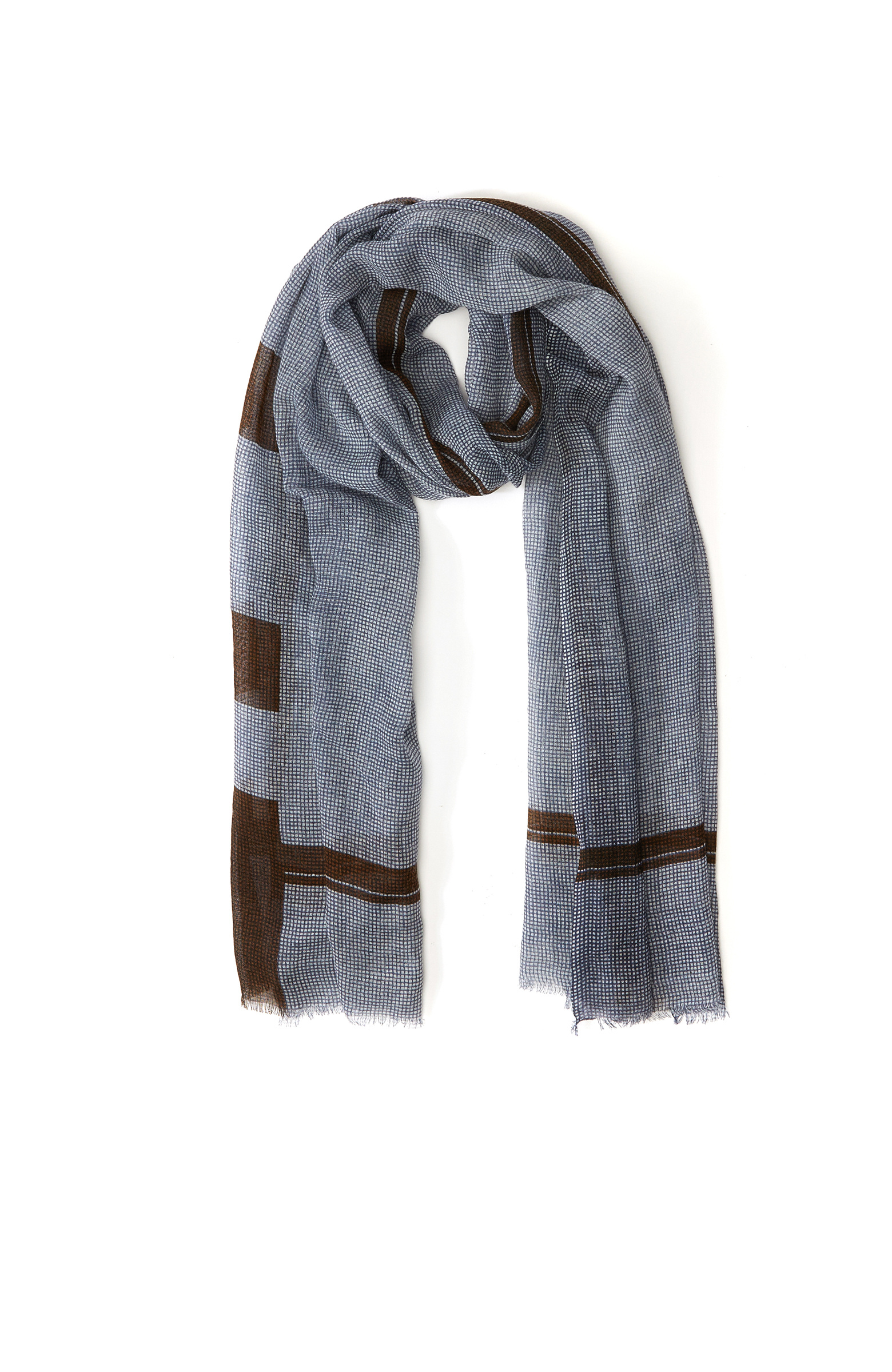 Lacivert Kahverengi Unisex Yün Şal