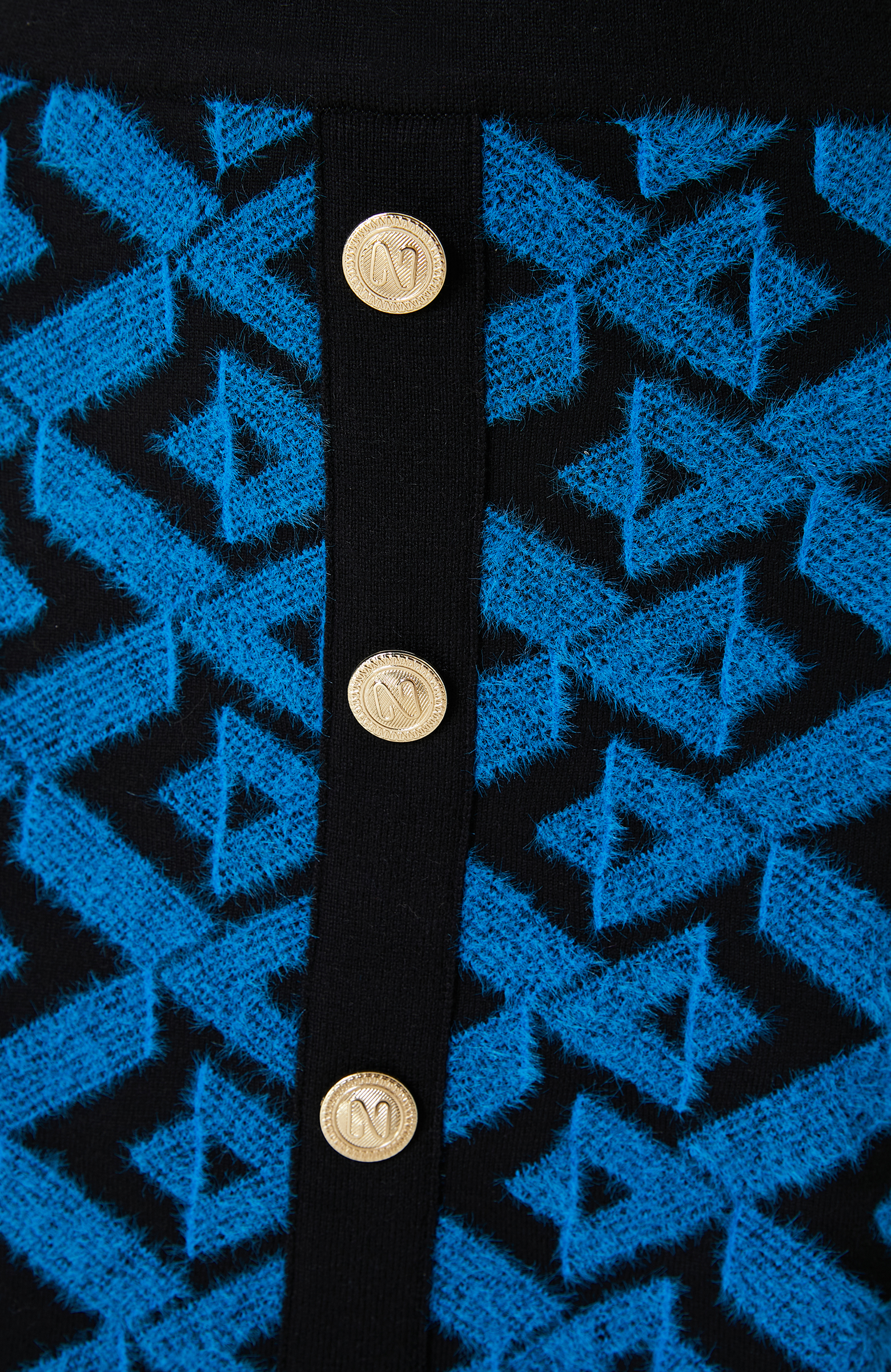 Siyah Mavi Triko Mini Etek