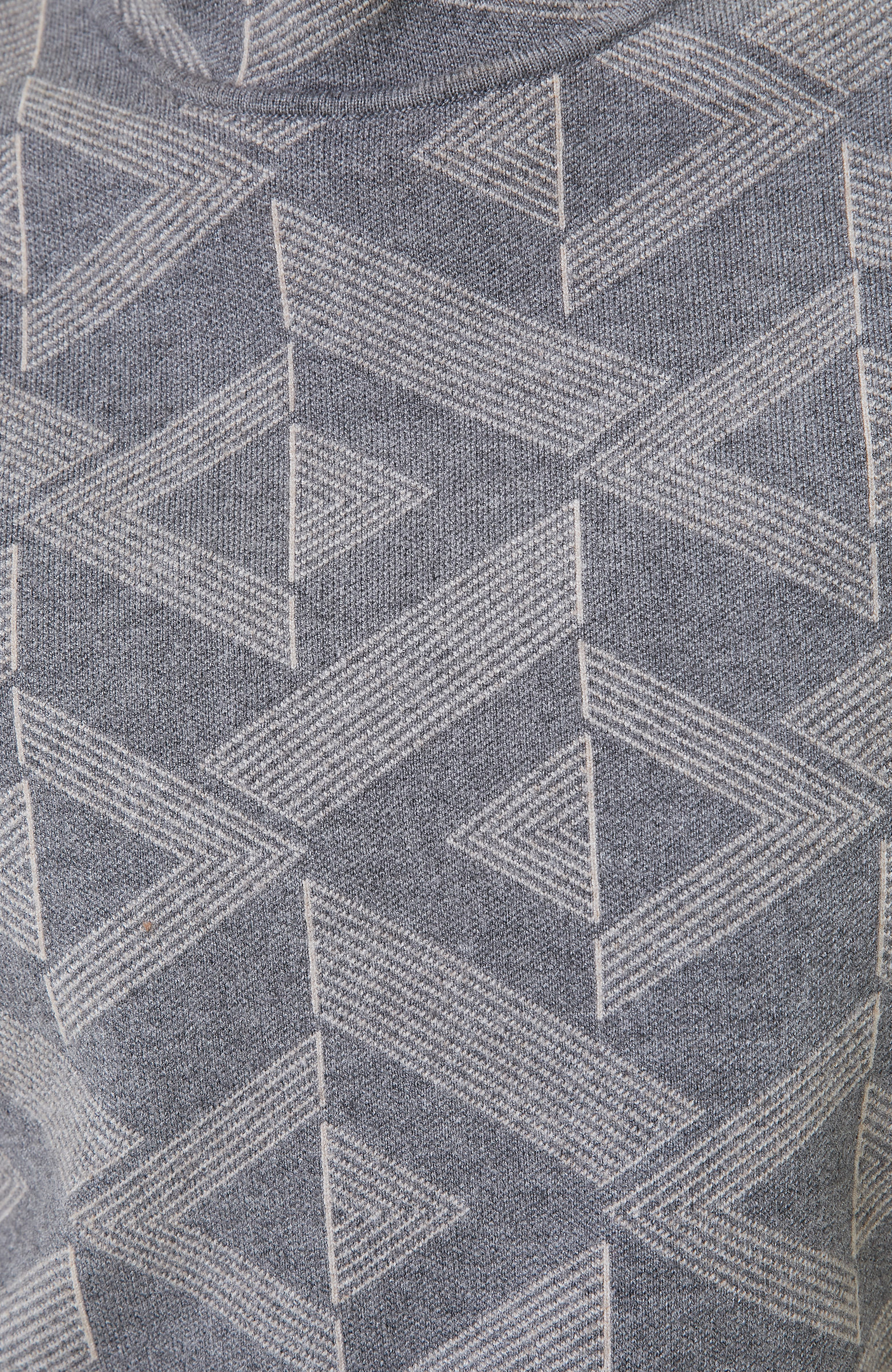 Gri Melanj Desenli Dik Yaka Triko Kazak