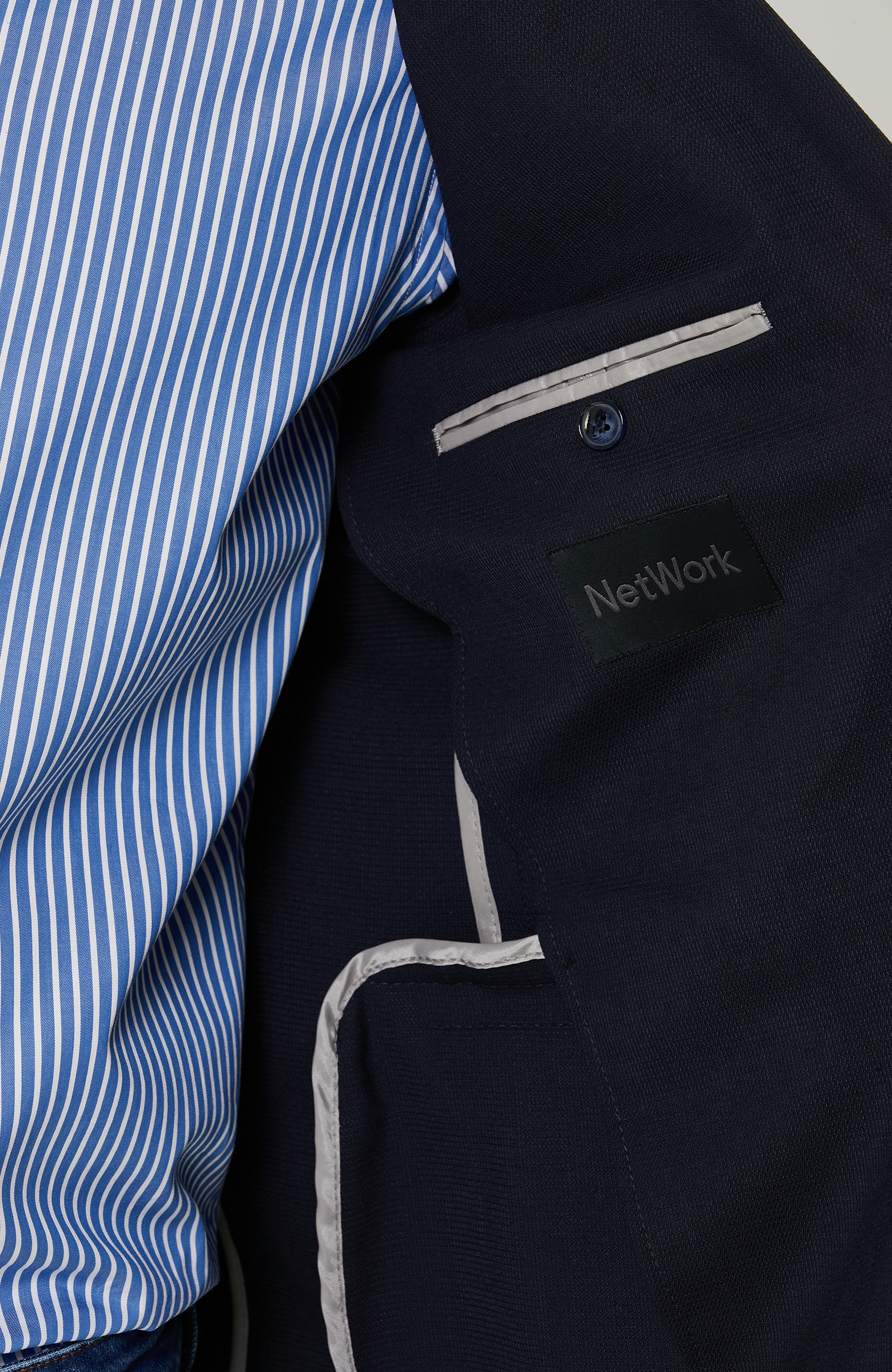 Armürlü Mono Yaka Lacivert Ceket