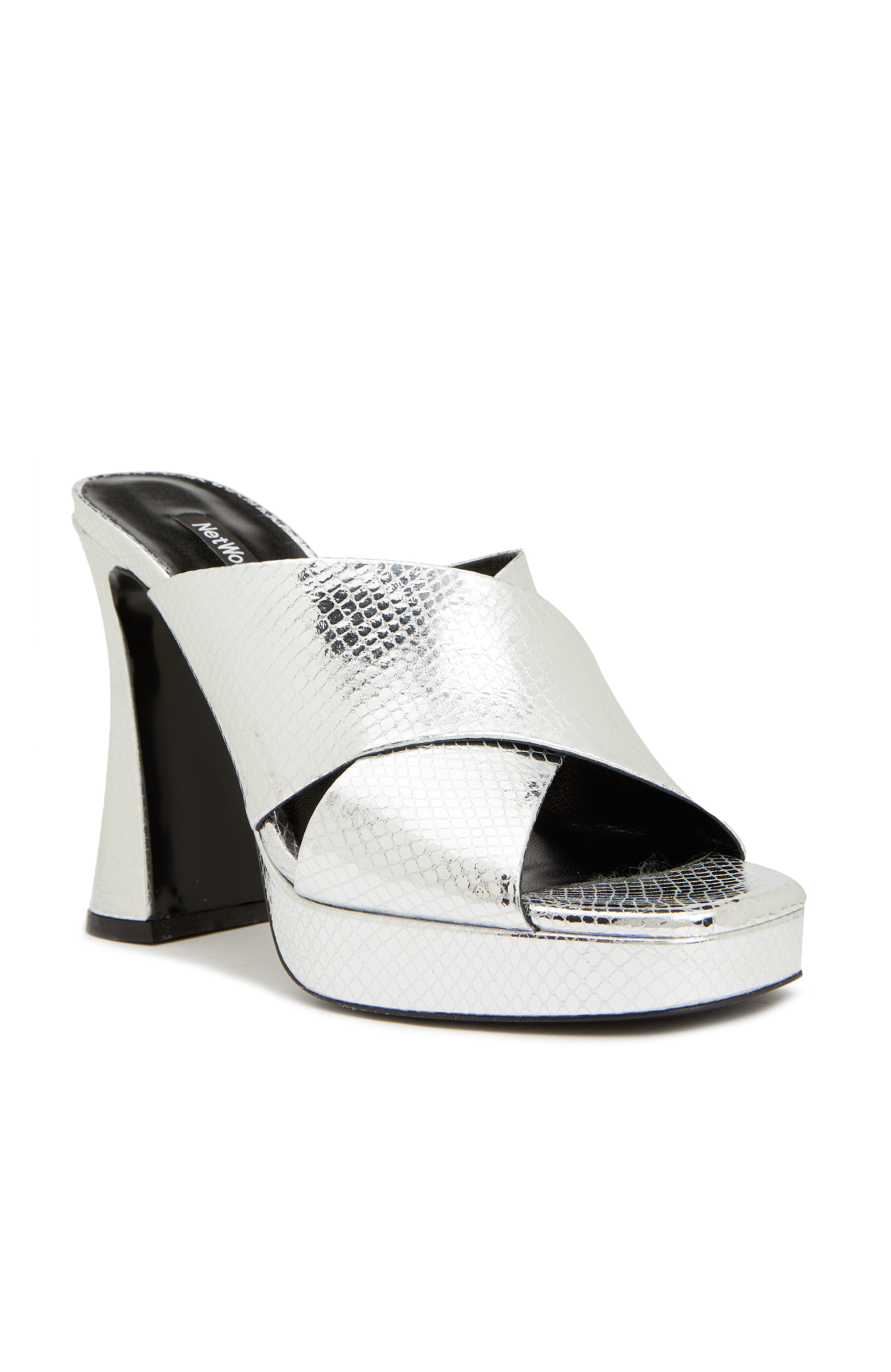 Gümüş Rengi Kadın Deri Terlik