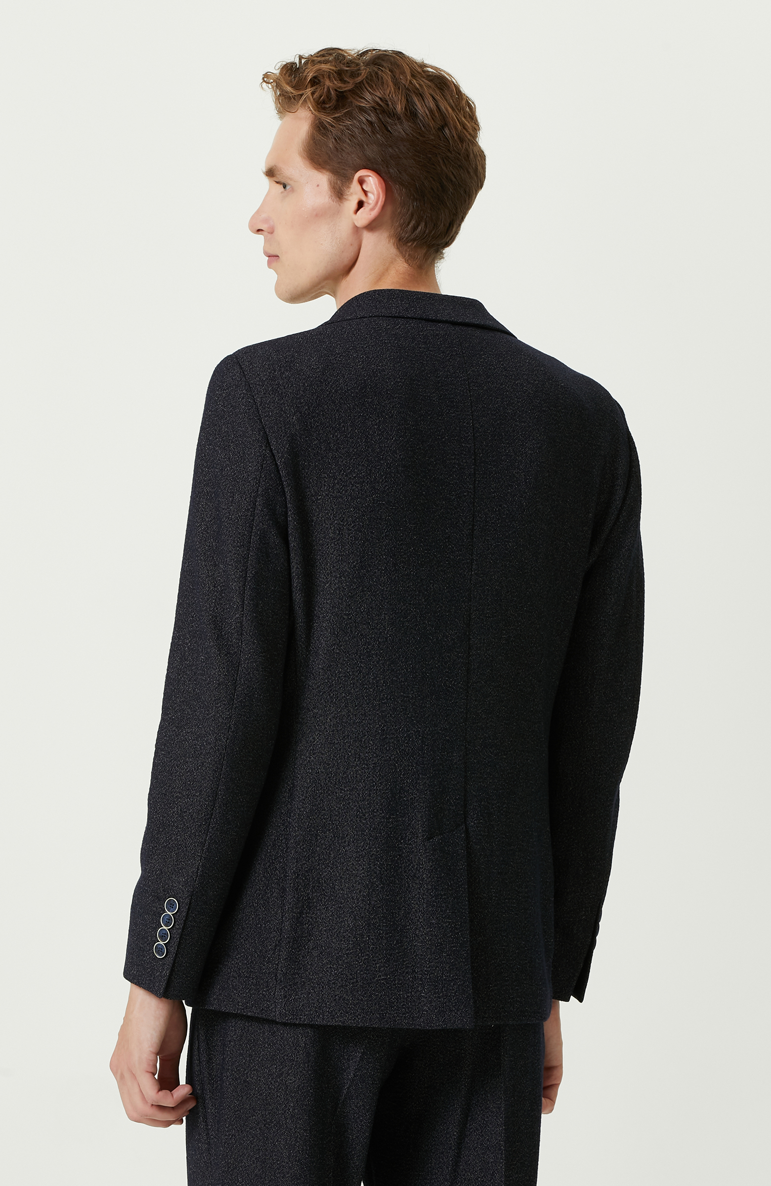 Lacivert Gofreli Örme Ceket