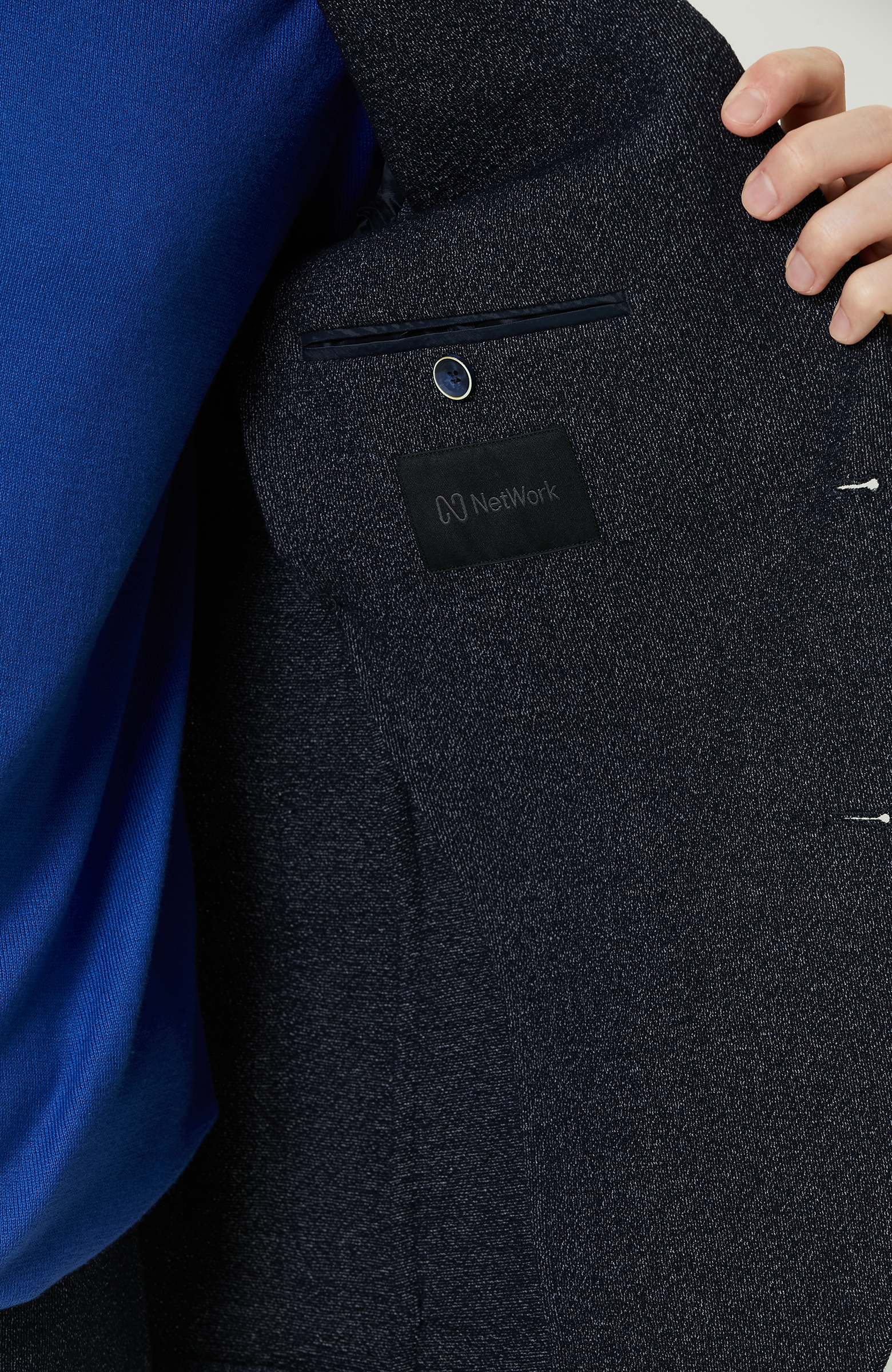 Lacivert Gofreli Örme Ceket