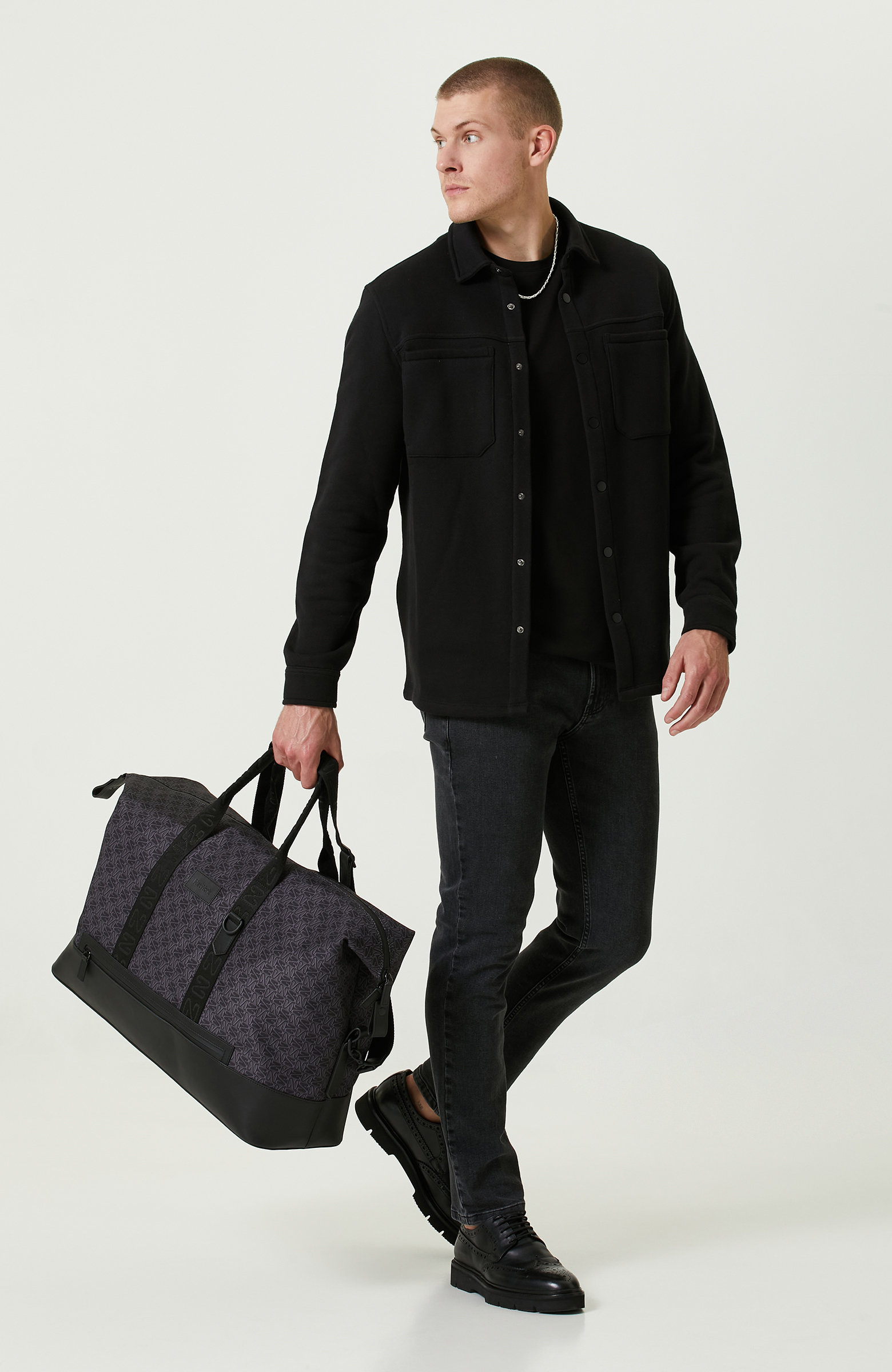 Pamuklu Siyah Örme Dış Gömlek