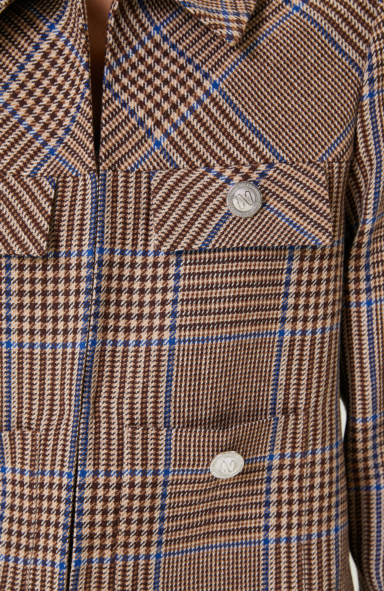 Kahverengi Ekose Desenli Crop Ceket