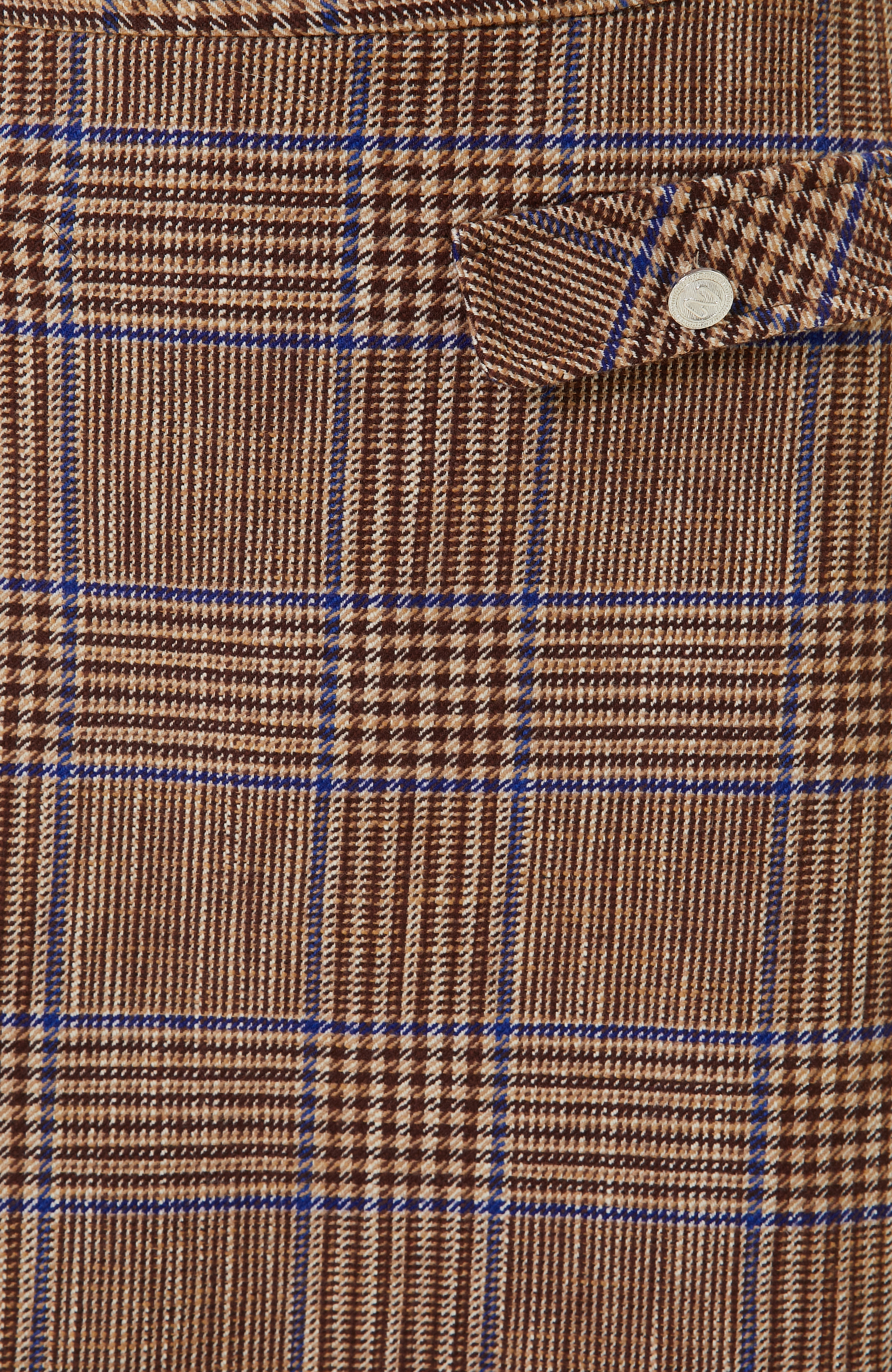 Düğme Detaylı Kahverengi Ekose Mini Etek