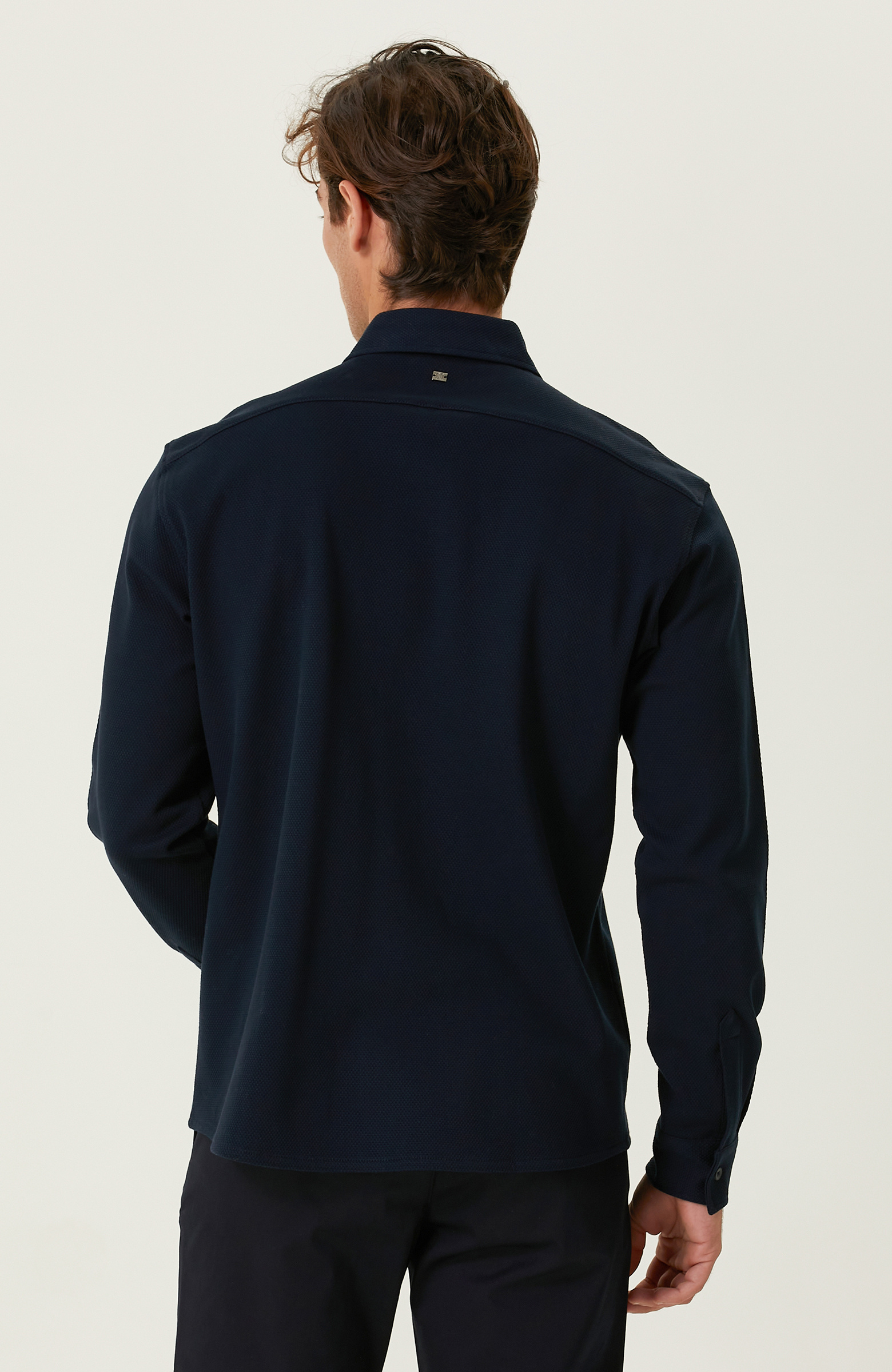 Pamuklu Lacivert Örme Gömlek