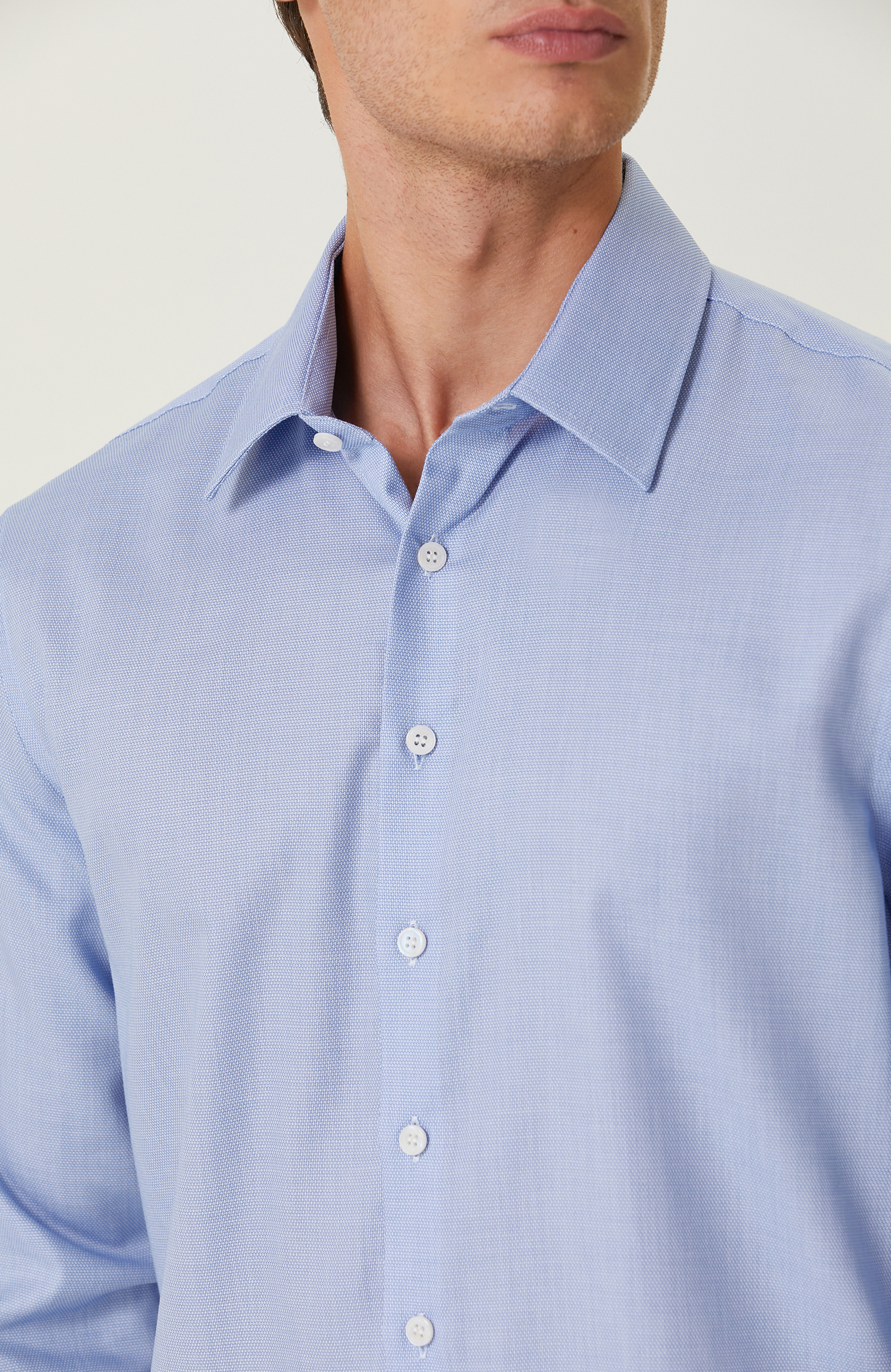 Non-Iron Pamuklu Mavi Armürlü Gömlek