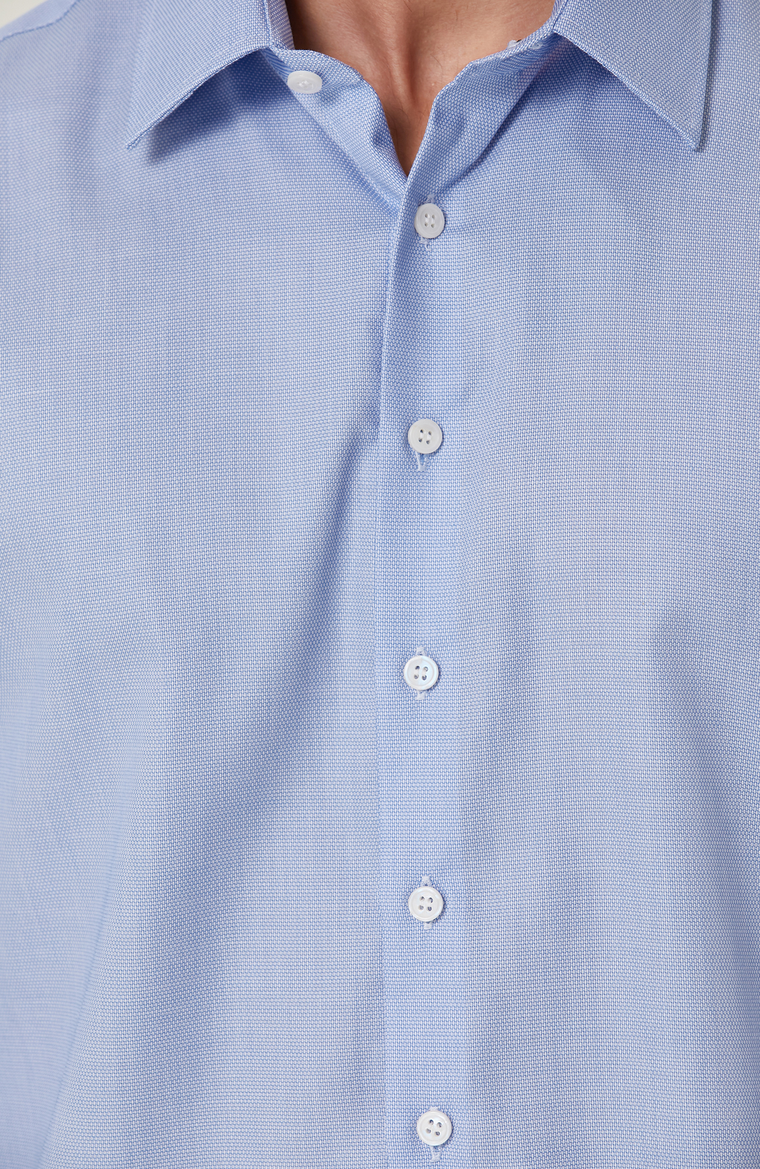 Non-Iron Pamuklu Mavi Armürlü Gömlek