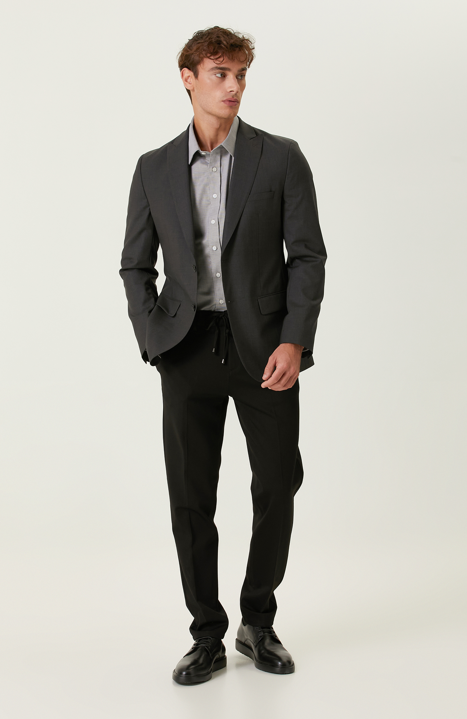 Non-Iron Pamuklu Siyah Armürlü Gömlek