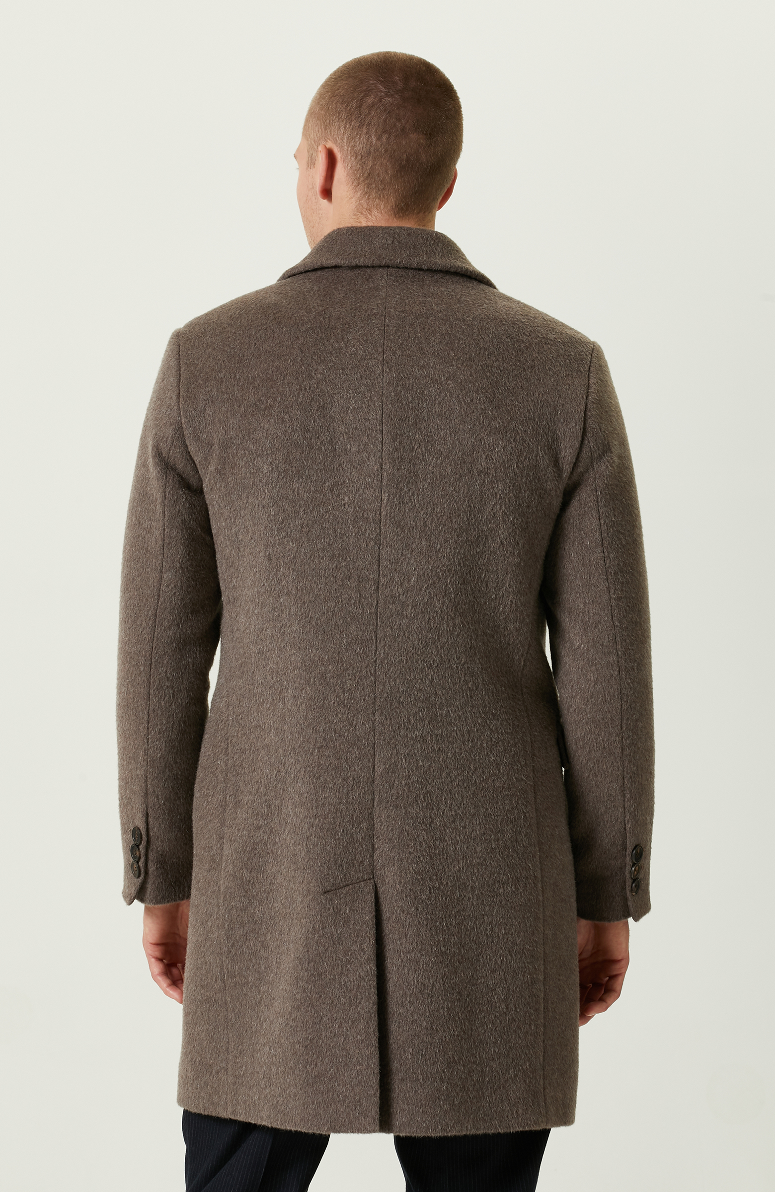 Kruvaze Yaka Balıksırtı Vizon Palto