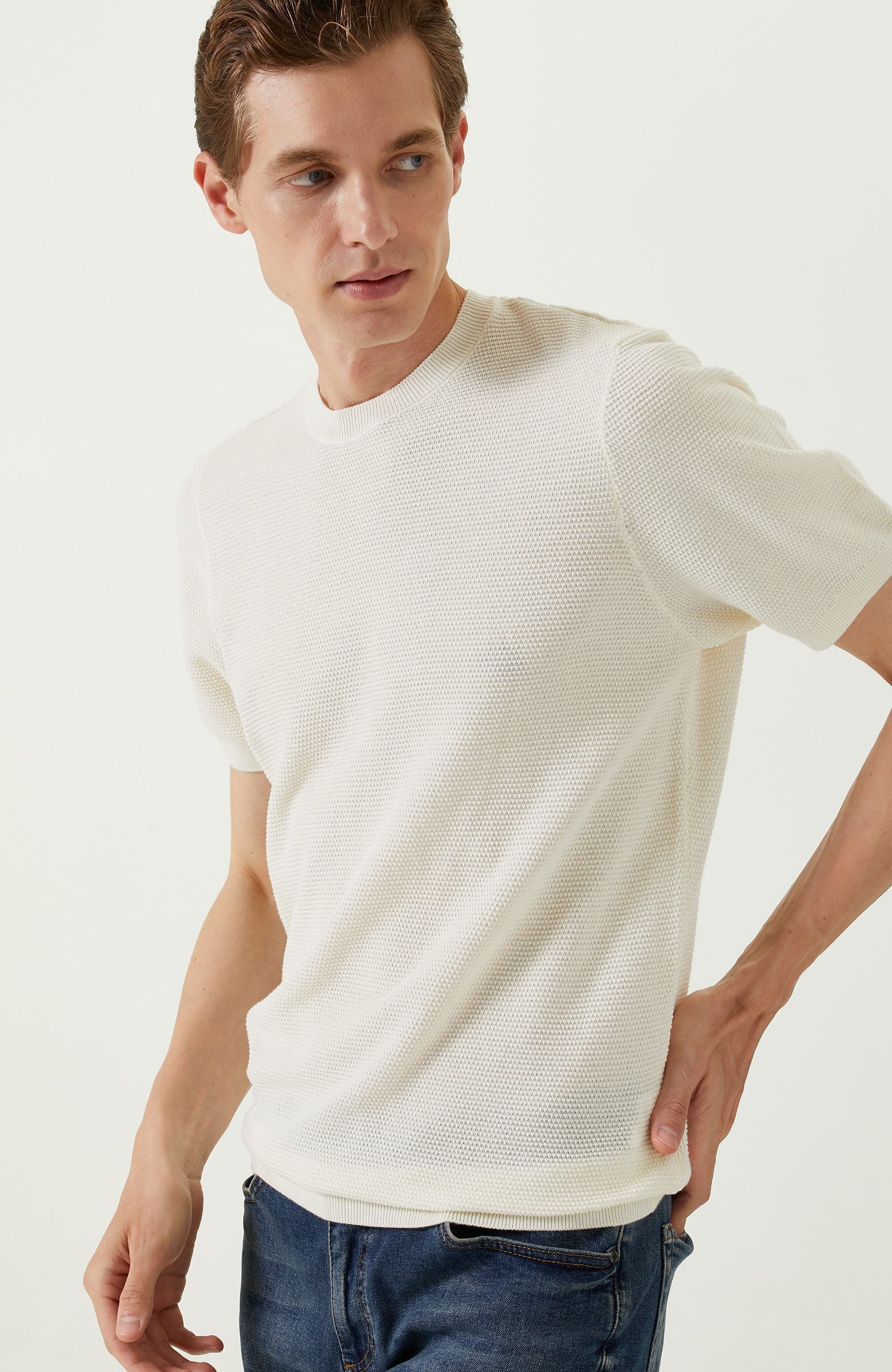 Ekru Pirinç Örgü Kazak