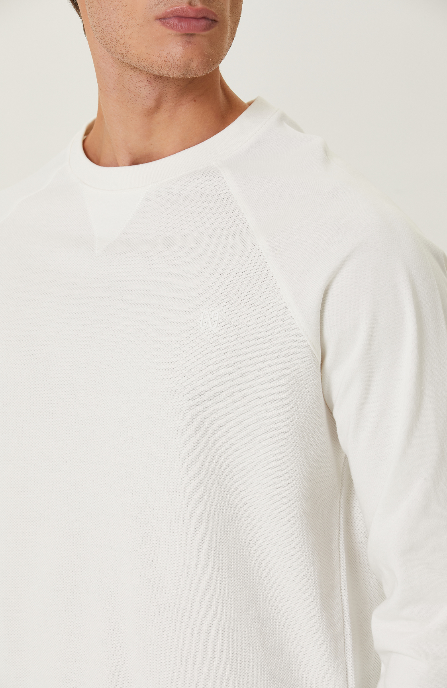 Pamuklu Ekru Pirinç Örgü Sweatshirt