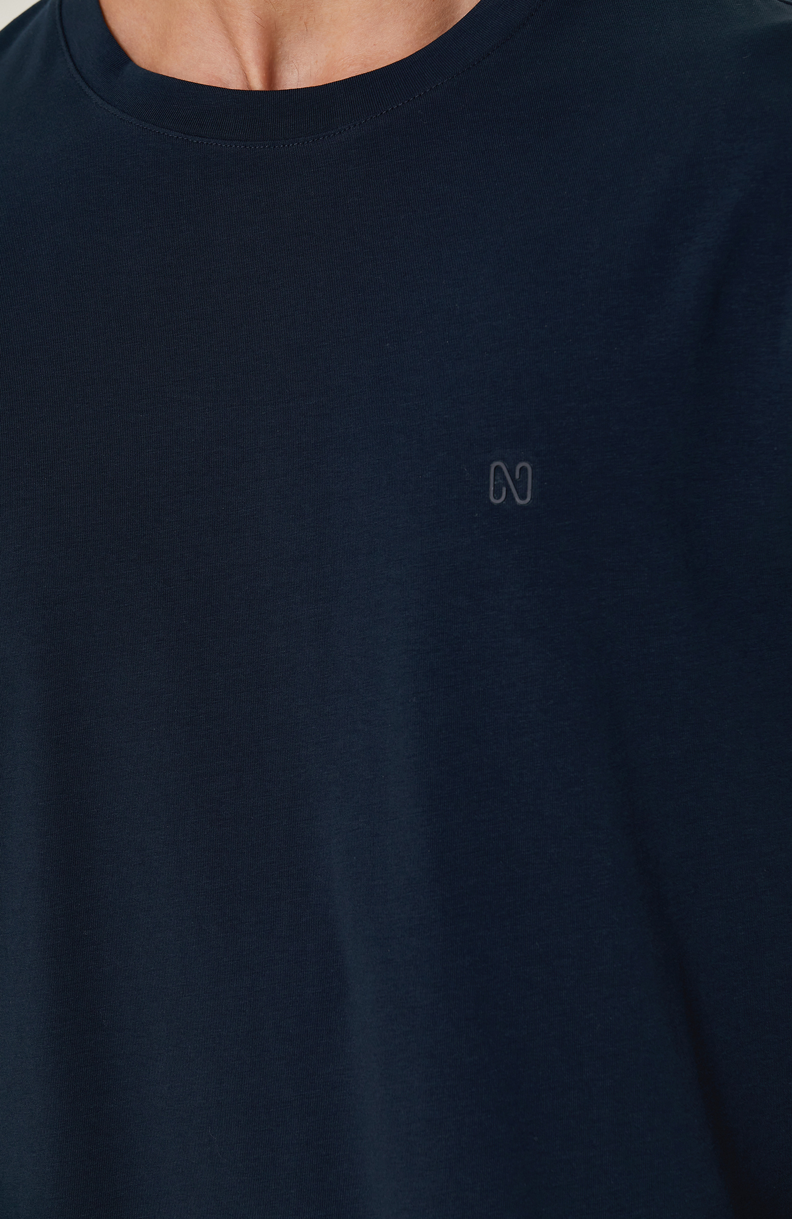 Lacivert Bisiklet Yaka Kısa Kollu Tshirt