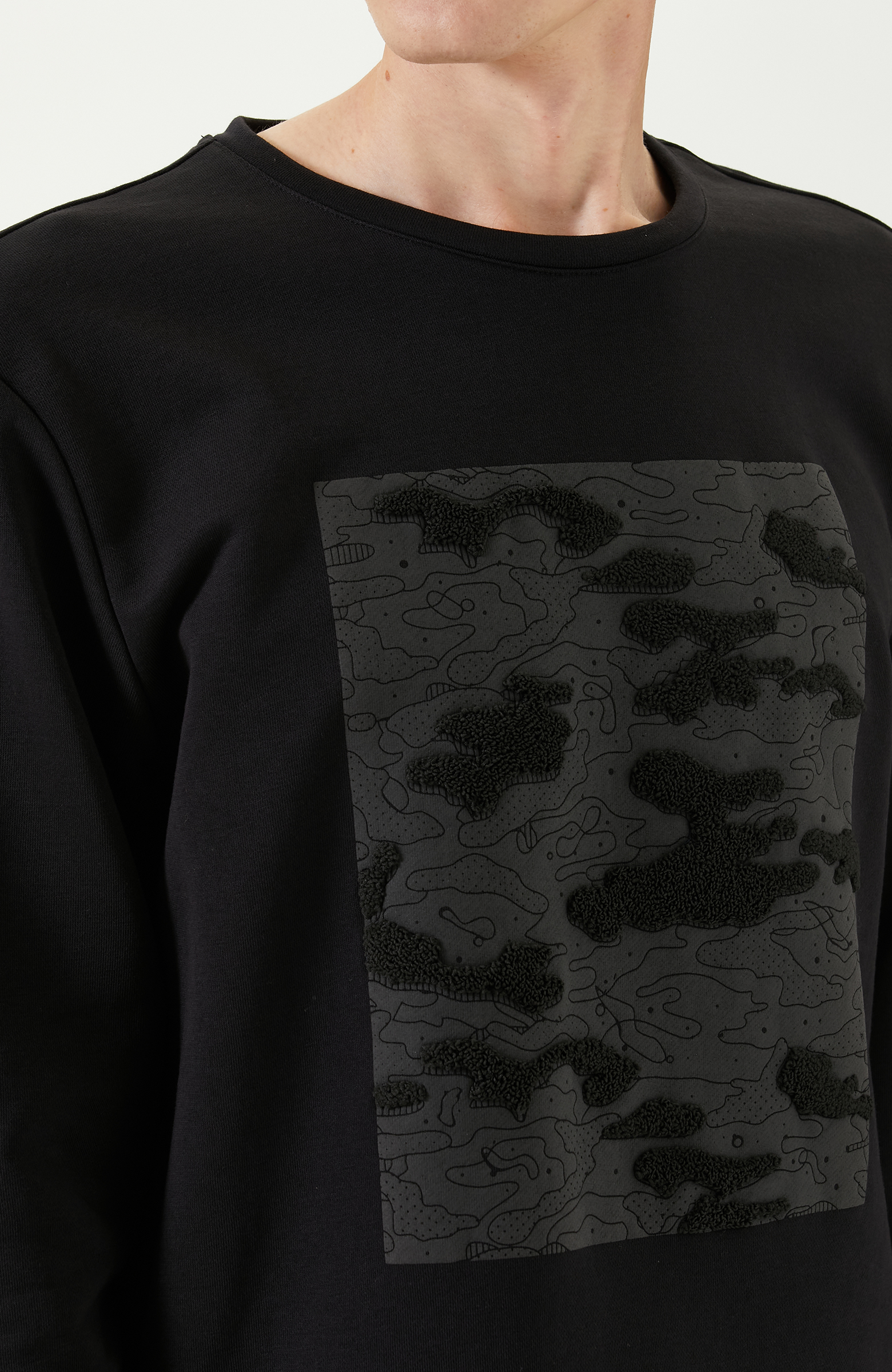 Siyah Military Baskılı Sweatshirt