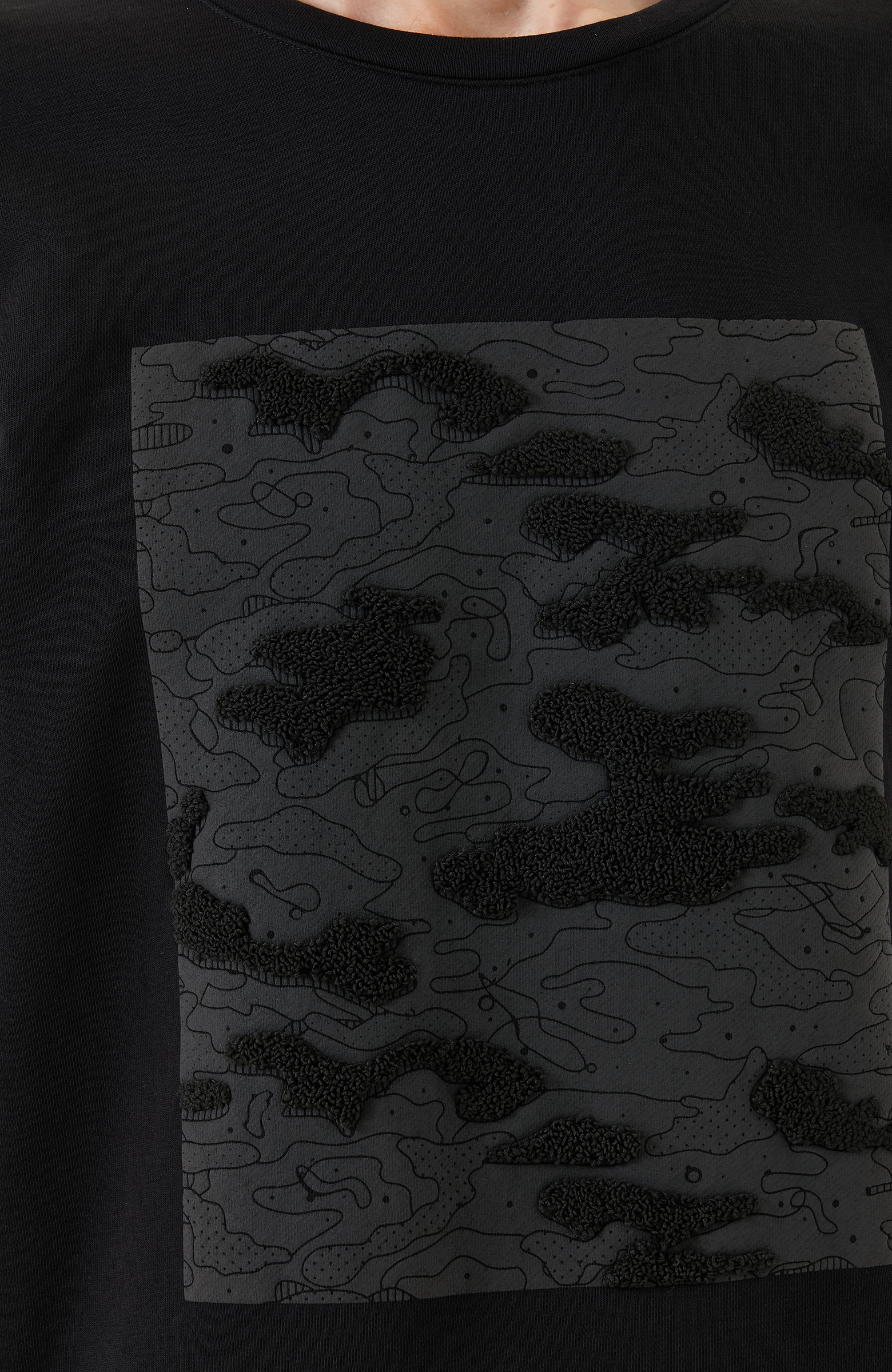 Siyah Military Baskılı Sweatshirt