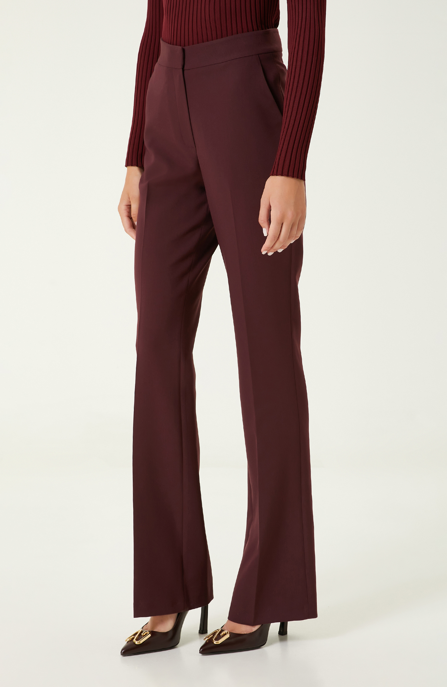 Bordo Flare Paça Pantolon