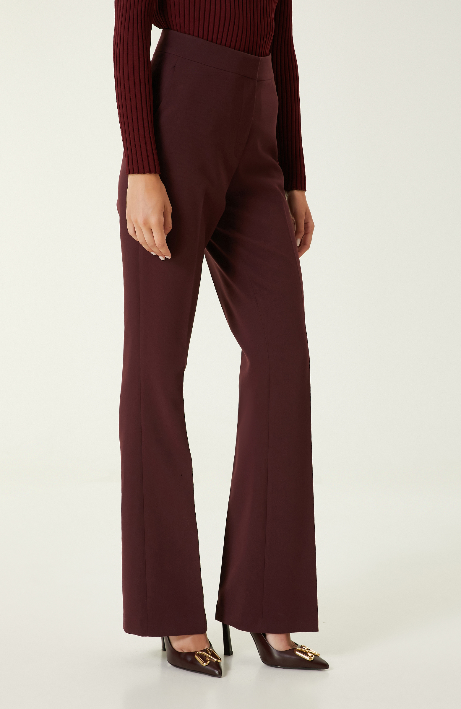 Bordo Flare Paça Pantolon