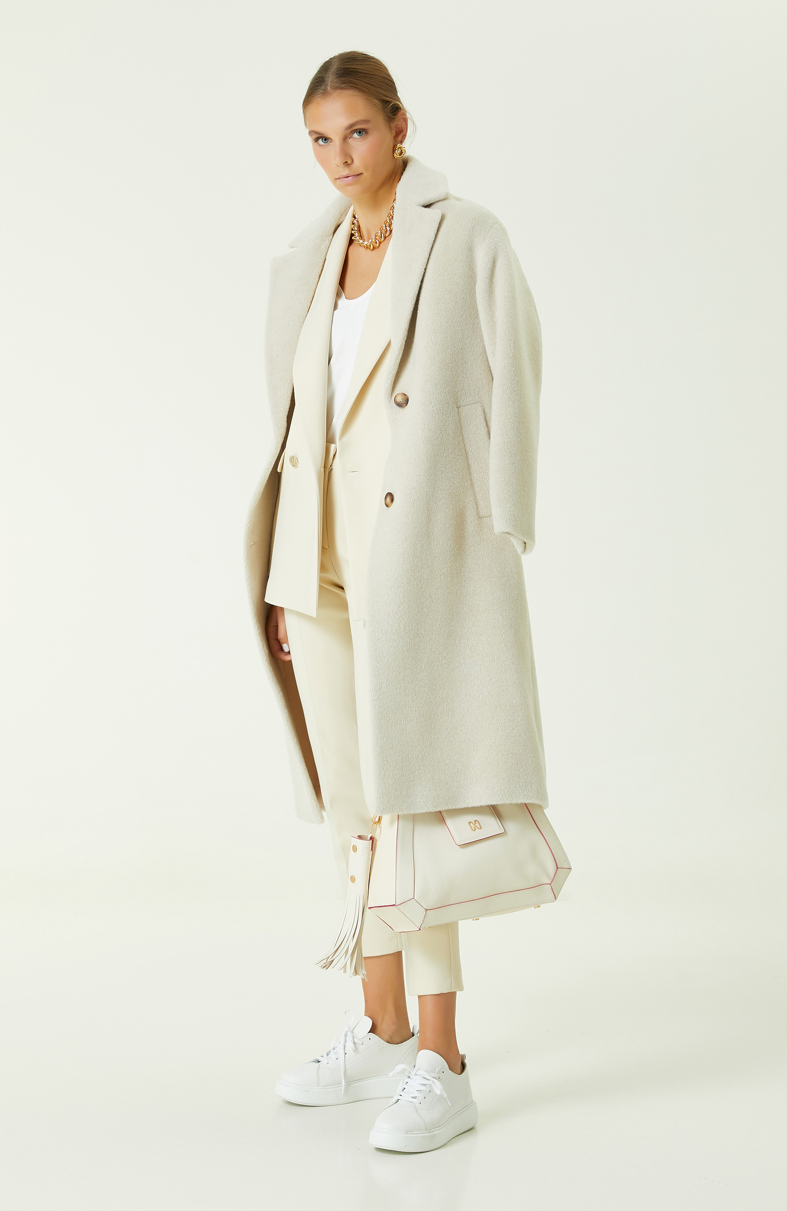 Taş Rengi Metal Düğmeli Blazer Ceket