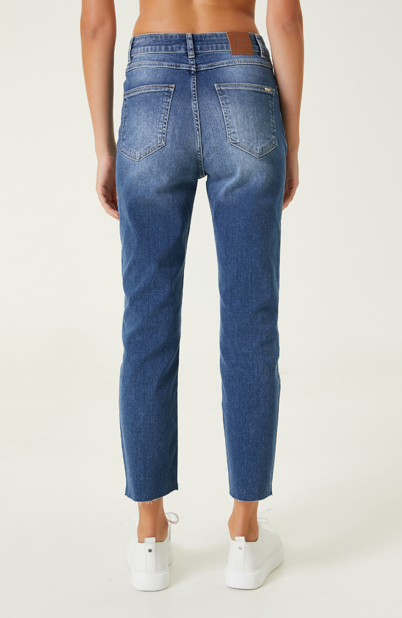 Koyu Mavi Yüksek Bel Denim Pantolon