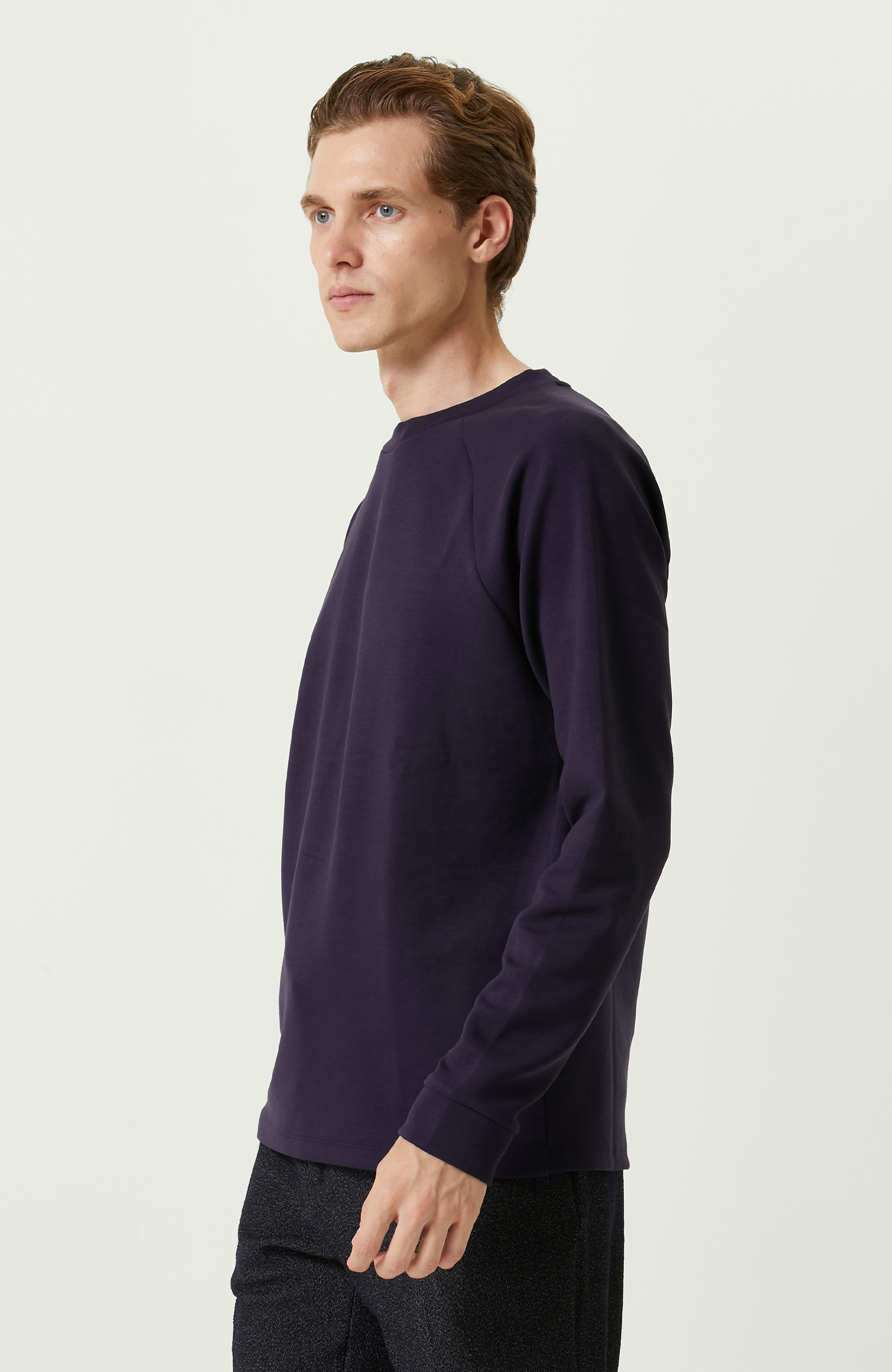 Lacivert Bisiklet Yaka Sweatshirt
