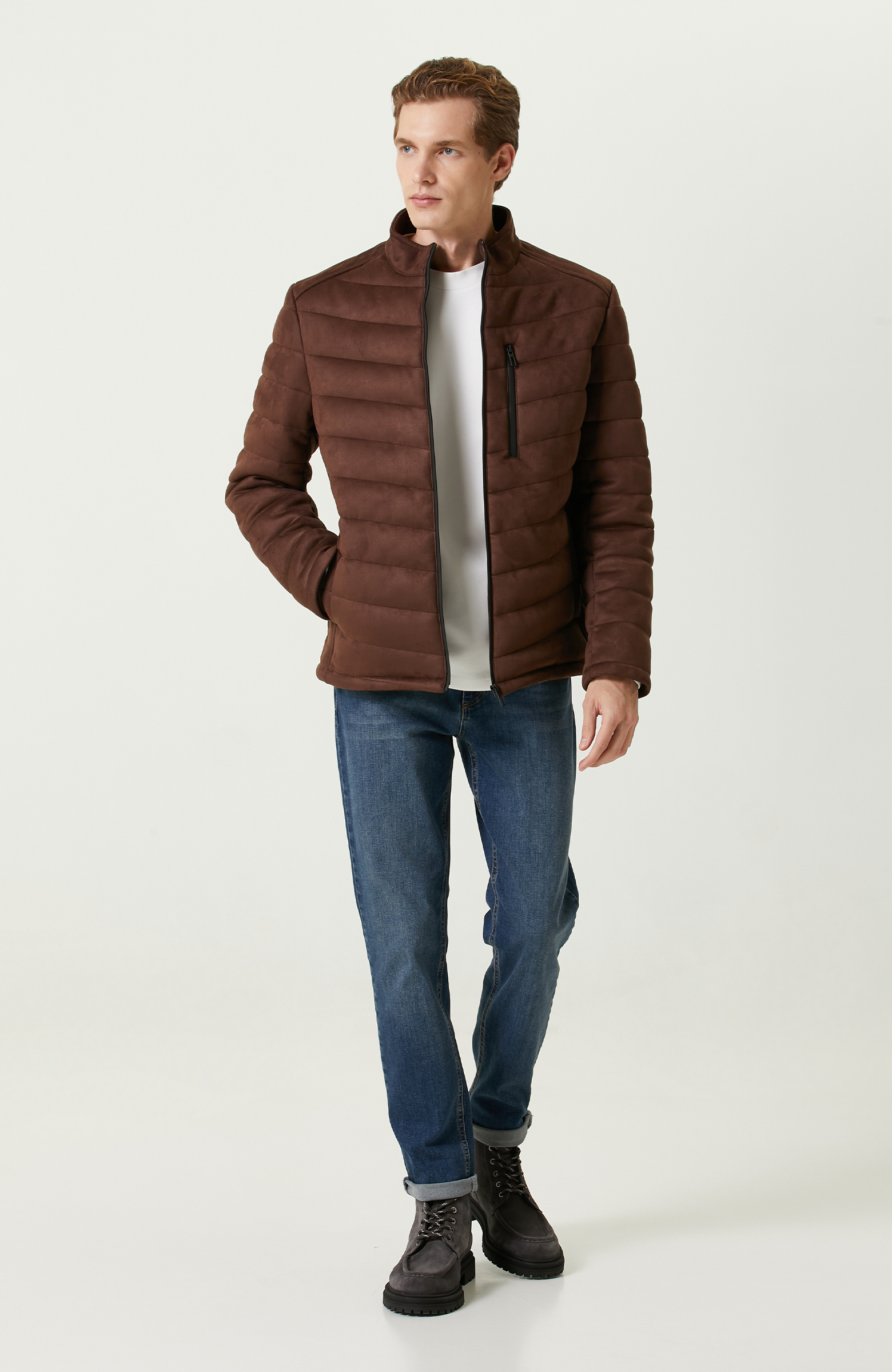 Ekru Bisiklet Yaka Sweatshirt