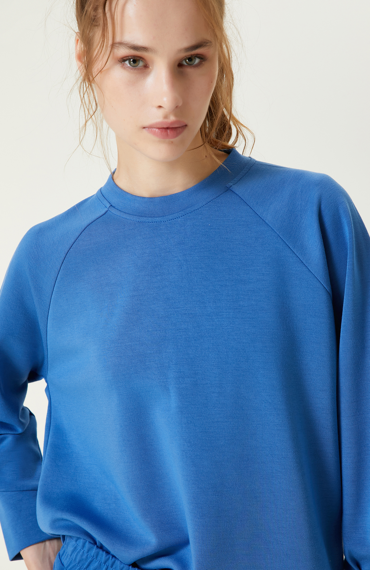 İndigo Bisiklet Yaka Sweatshirt