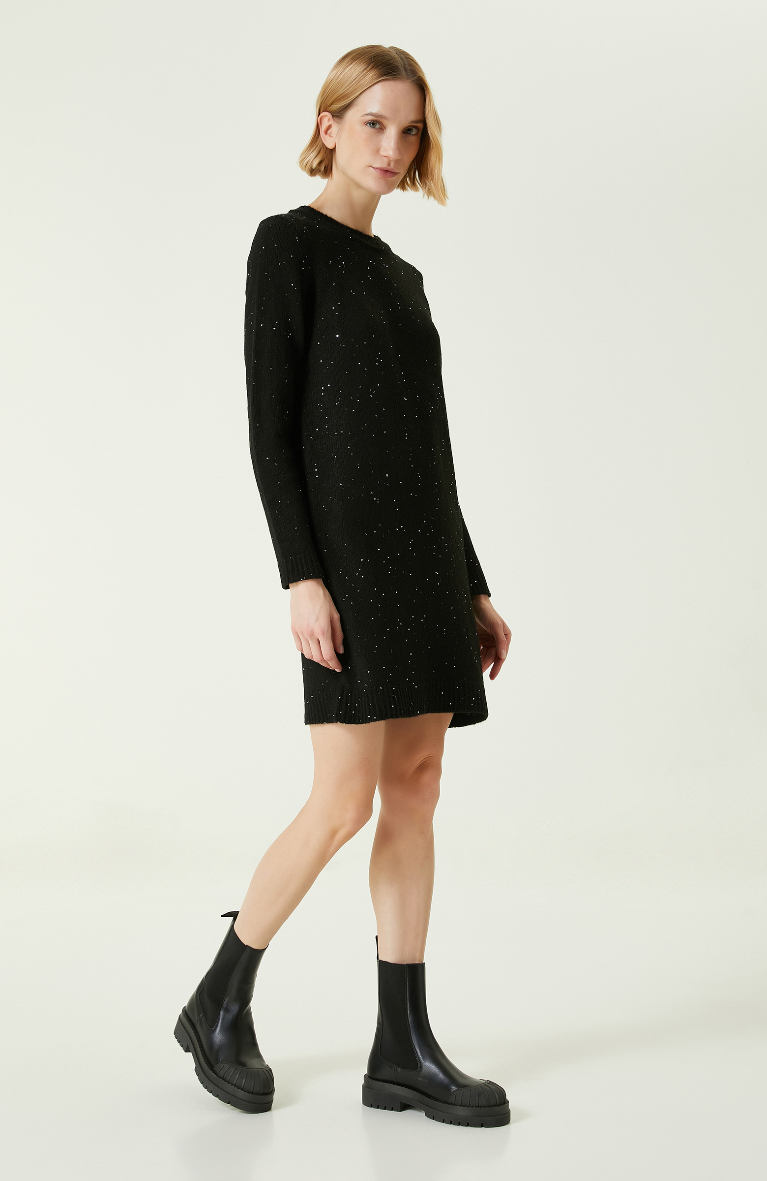 Siyah Payetli Elbise