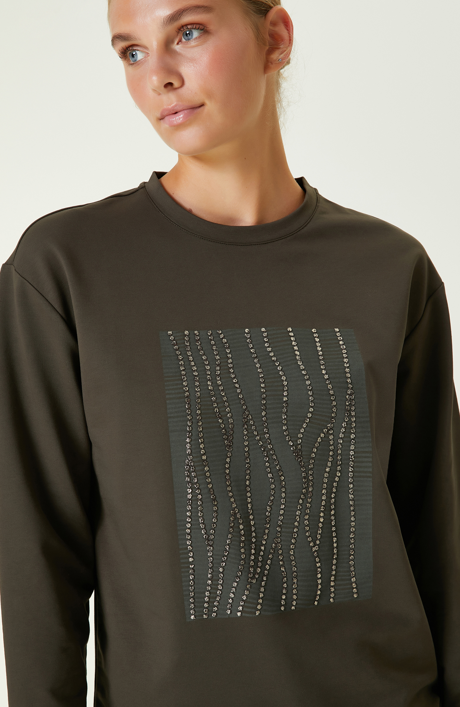 Haki Desenli Sweatshirt