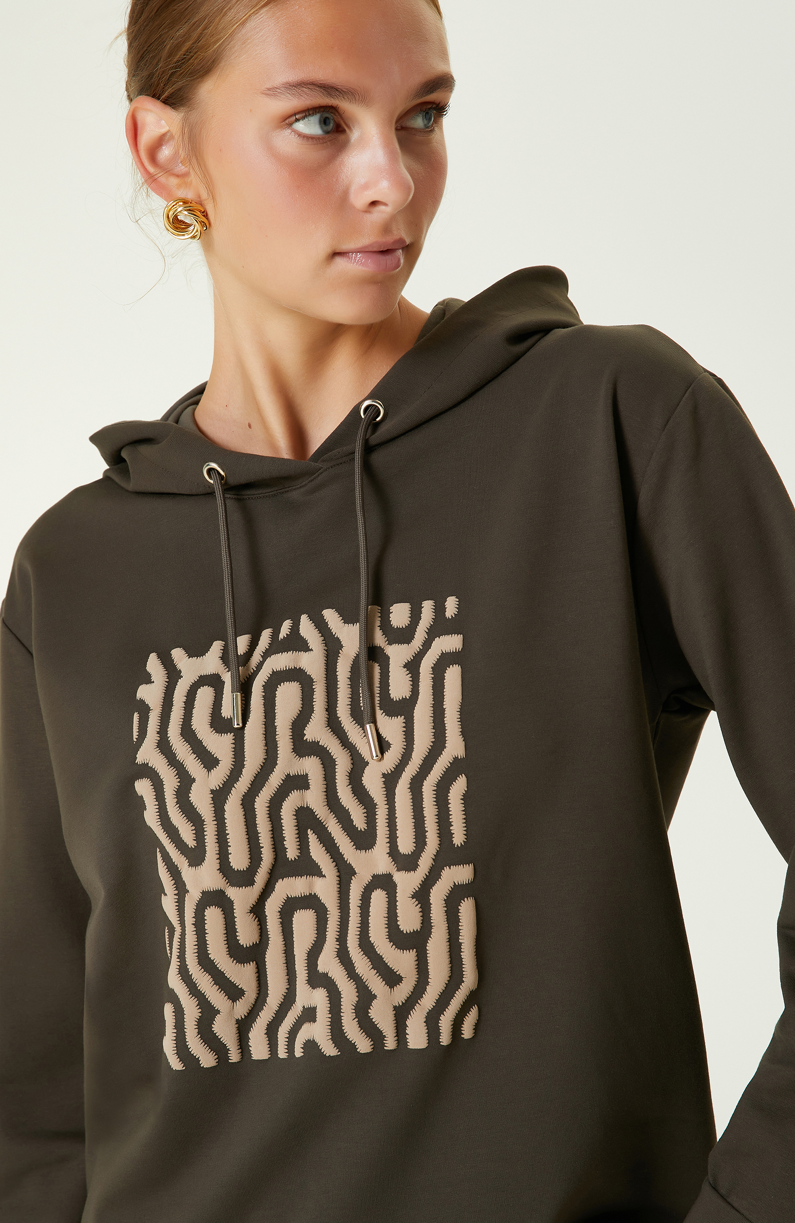 Haki Baskılı Sweatshirt