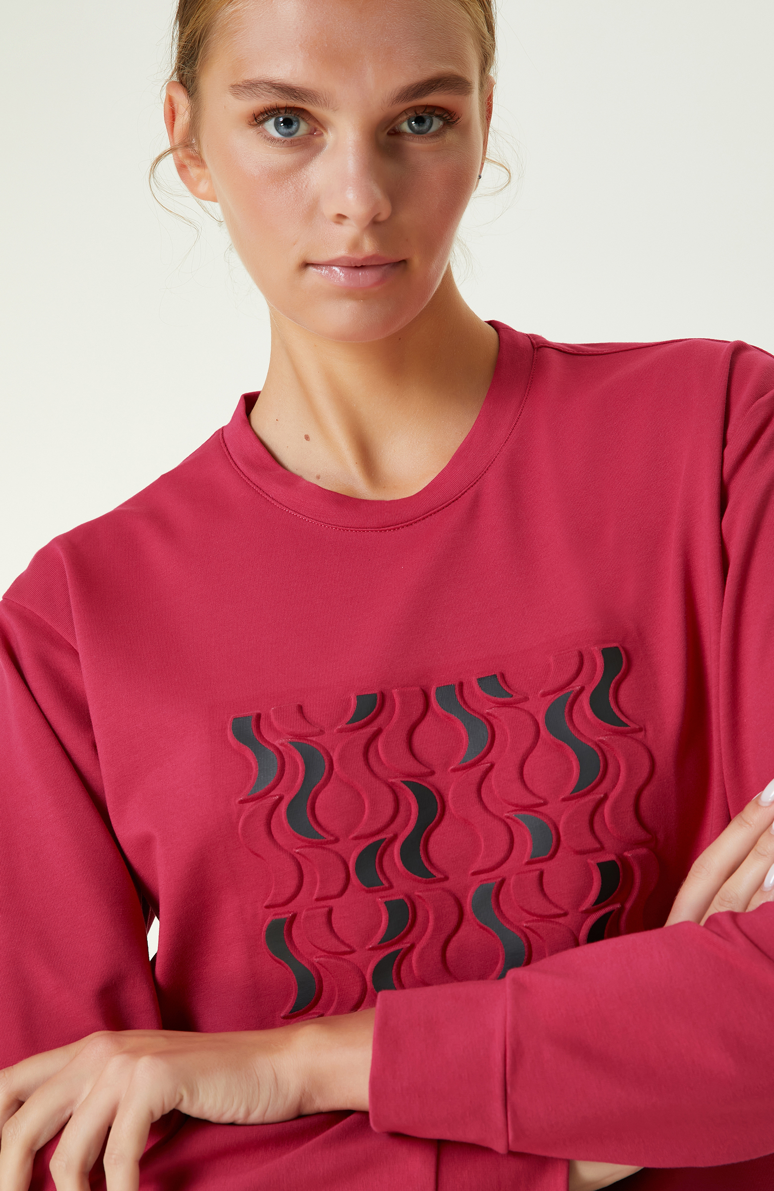 Fuşya Baskılı Sweatshirt