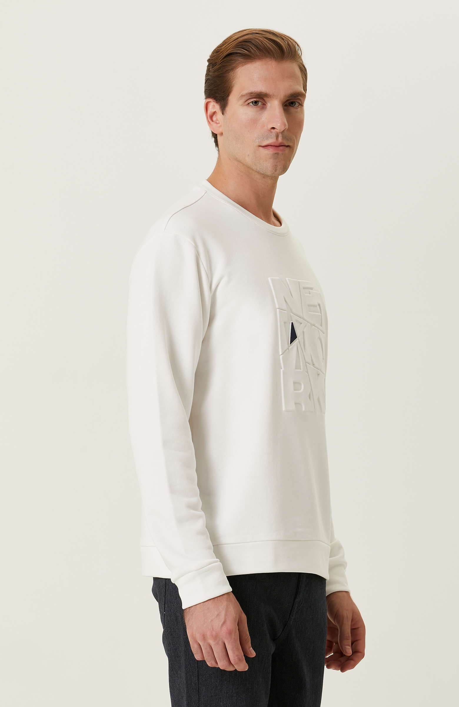 Ekru Baskılı Sweatshirt