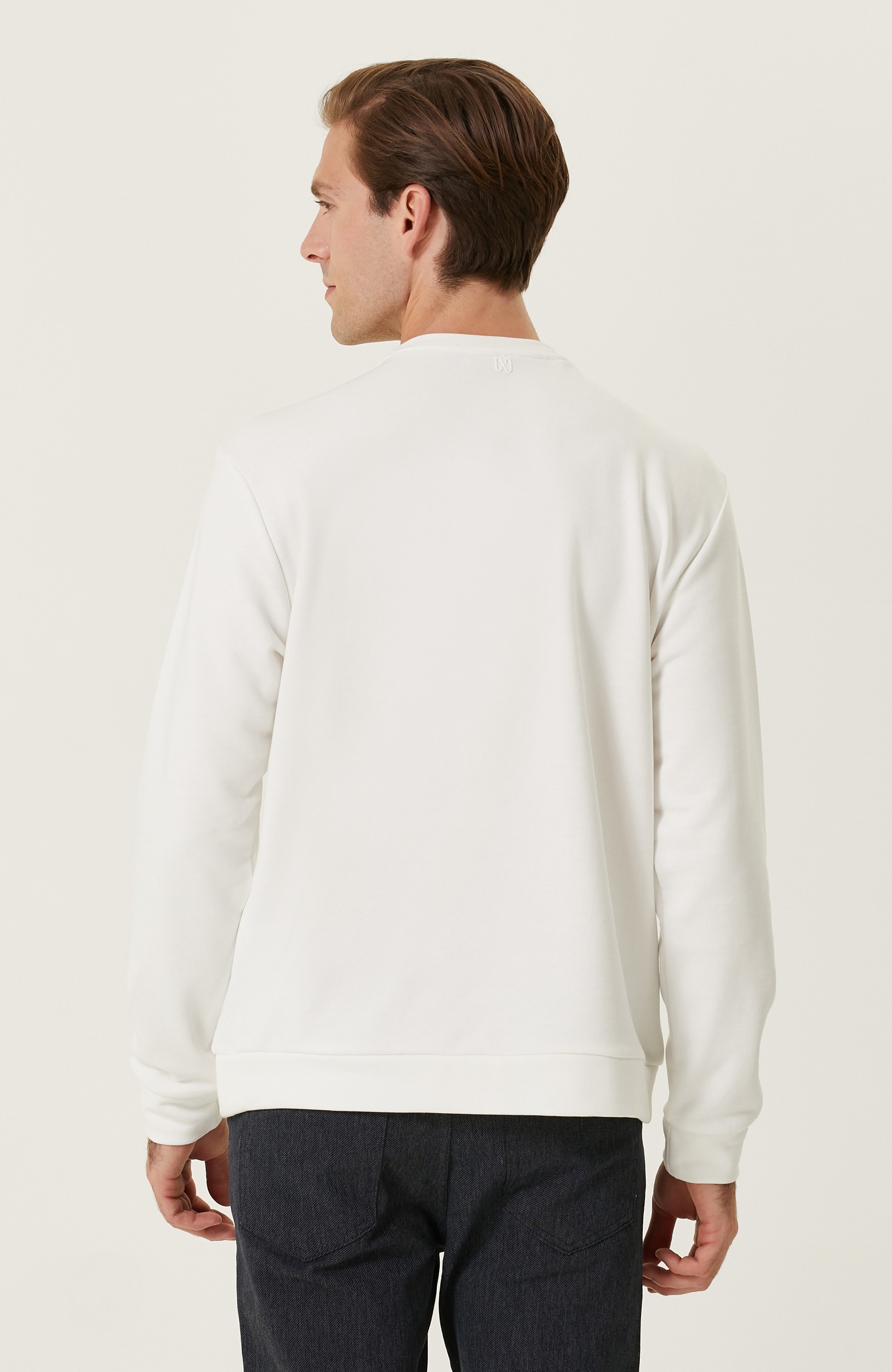 Ekru Baskılı Sweatshirt