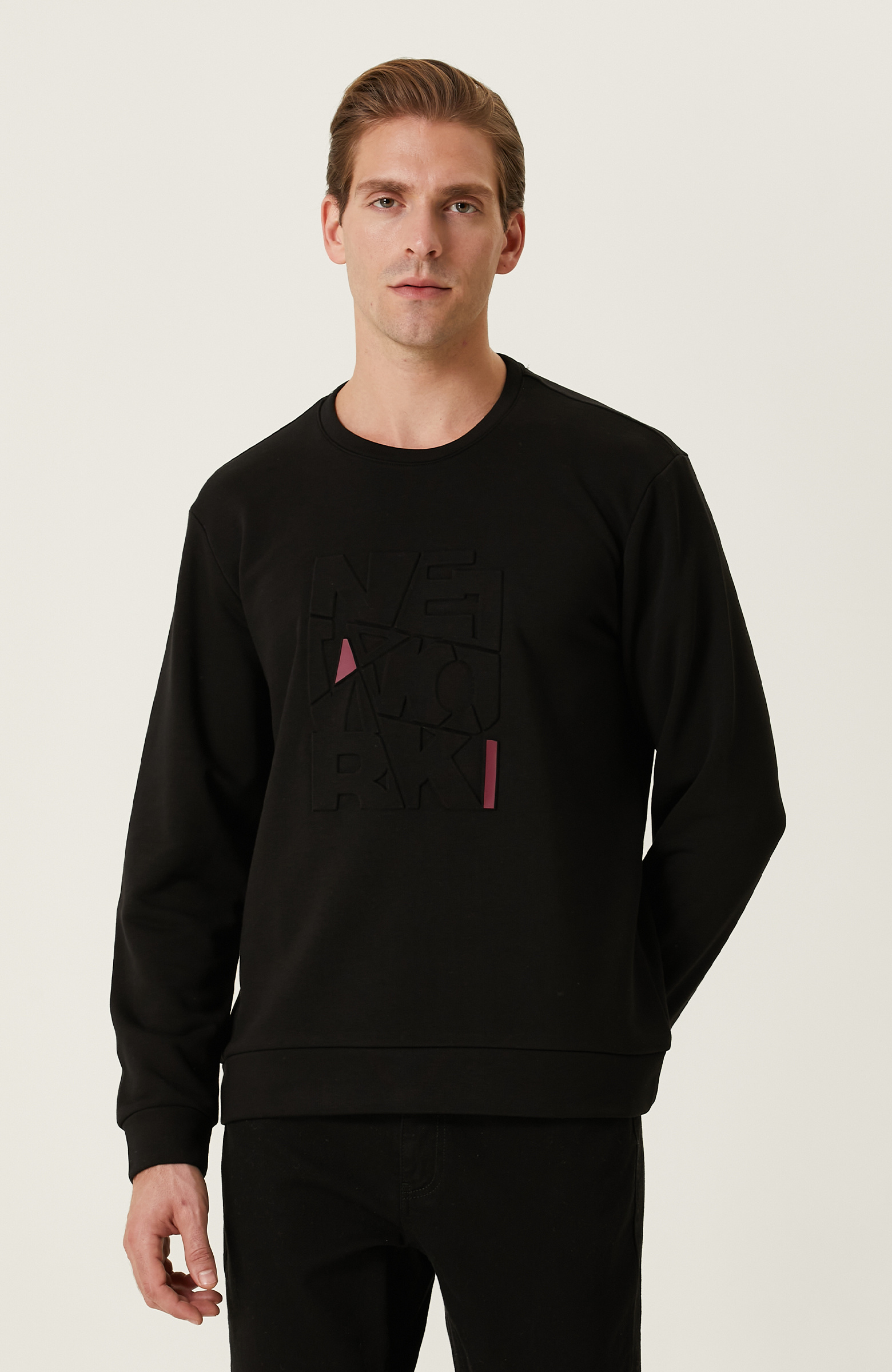 Siyah Baskılı Sweatshirt